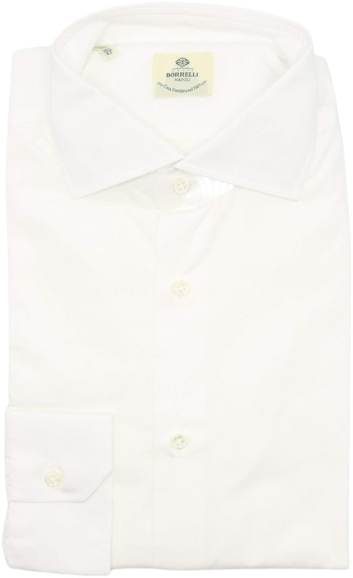 Borrelli Napoli Men's Premium Slim Fit Dress Shirt - 100% Italian Cotton Formal Business Shirt for Office, Wedding & Special Occasions