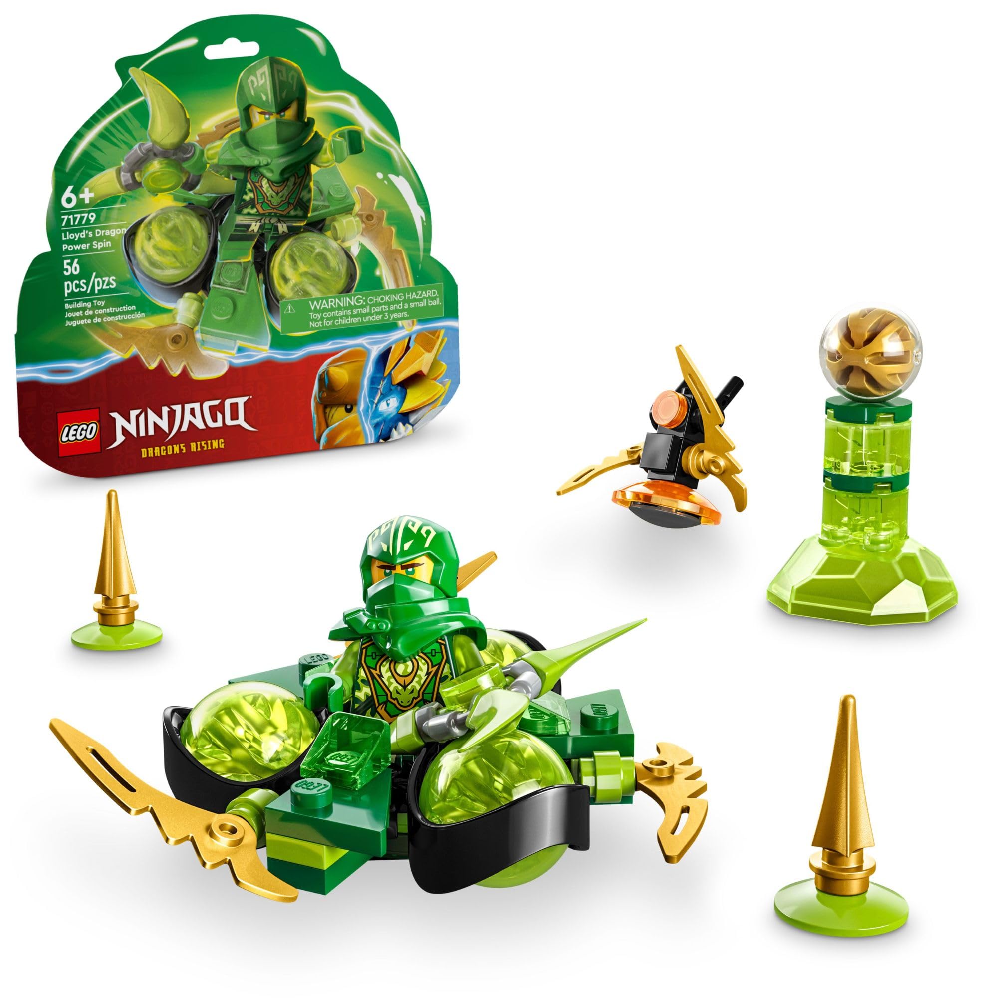 LEGO NINJAGO Lloyd’s Dragon Power Spinjitzu Spin 71779 Building Set - Interactive Green Spinning Dragon Toy with Ninja Lloyd Minifigure | Gift for Boys & Girls Ages 6+ | Perfect for Action Play, Birthday Gifts & Ninja-Themed Adventures