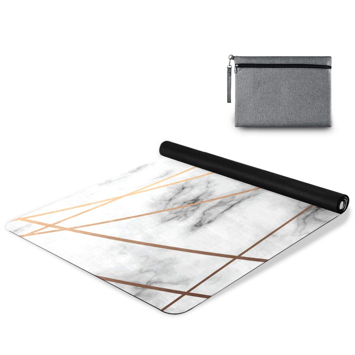 ALAZA Non-Slip Marble Golden Splatter Yoga Mat - Black & White Fitness Exercise Mat for Yoga, Pilates, Home Workouts & Floor Exercises | Perfect for Gym, Studio & Home Use