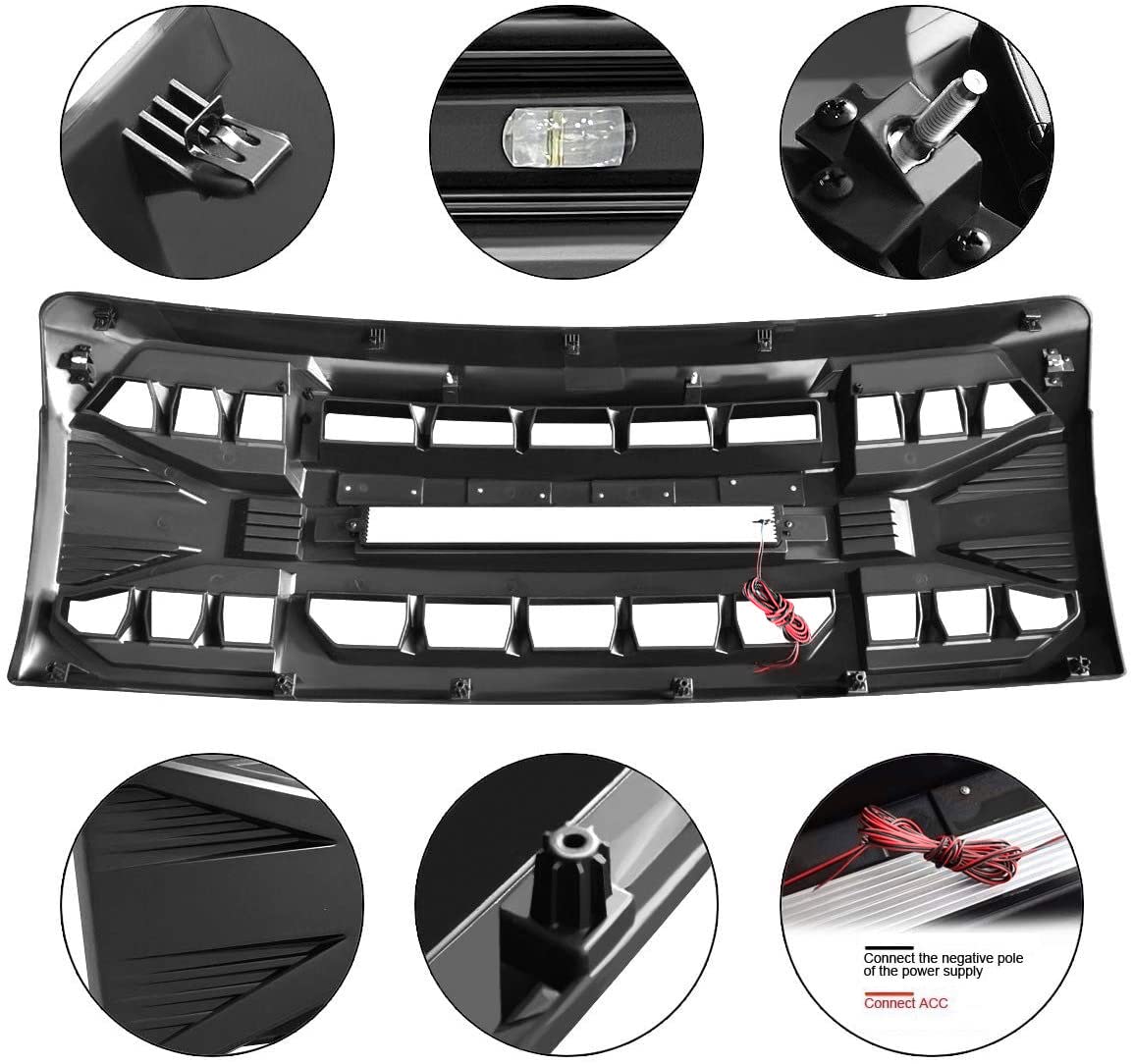 2009-2014 Ford F150 Matte Black Front Bumper Grille Replacement with Off-Road Lights | Heavy Duty Truck Accessory for Off-Roading & Daily Driving
