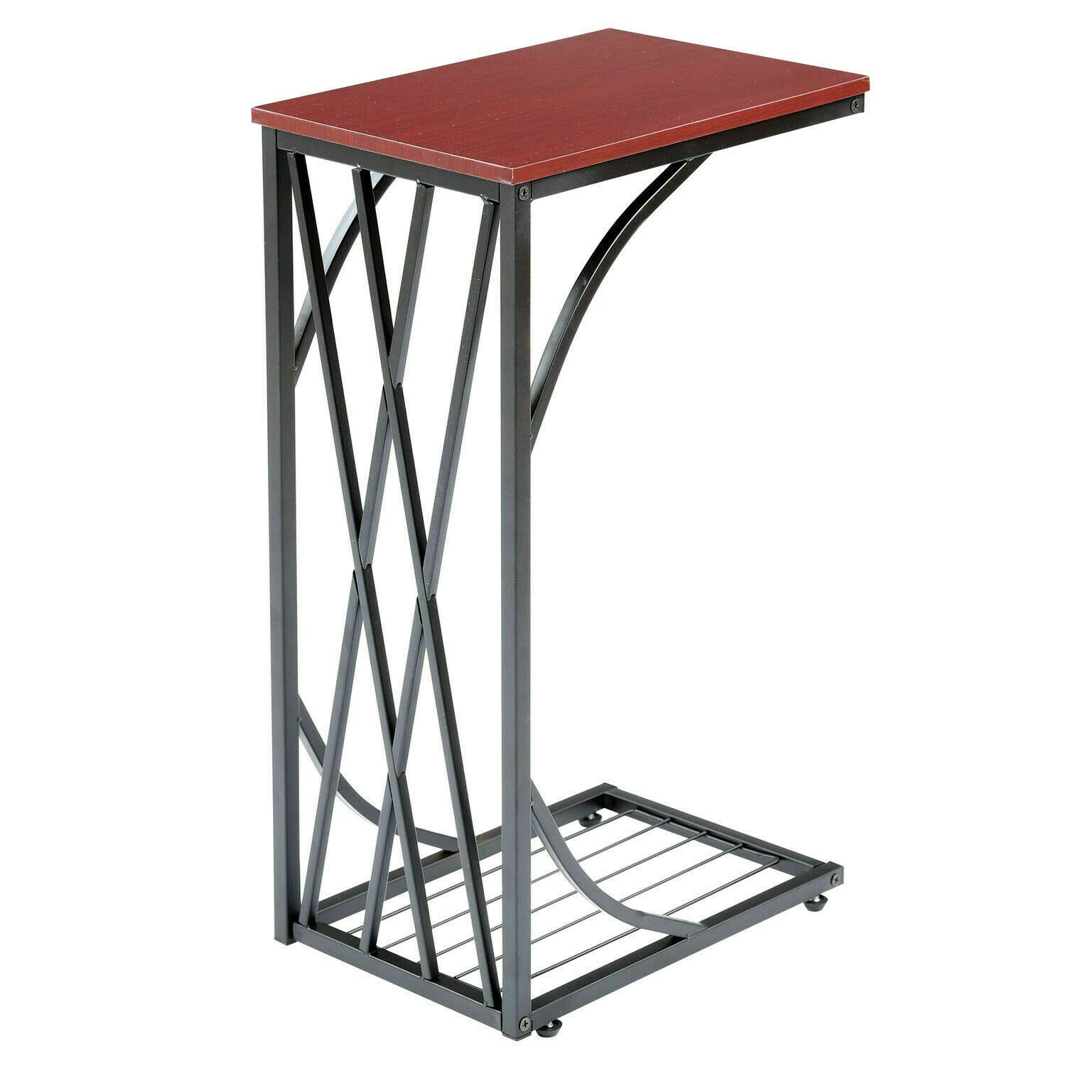 C-Shaped Sofa Side Table - Space Saving End Table with Snack Tray for Living Room, Small Spaces & TV Watching - Modern Coffee Table for Snacks & Drinks