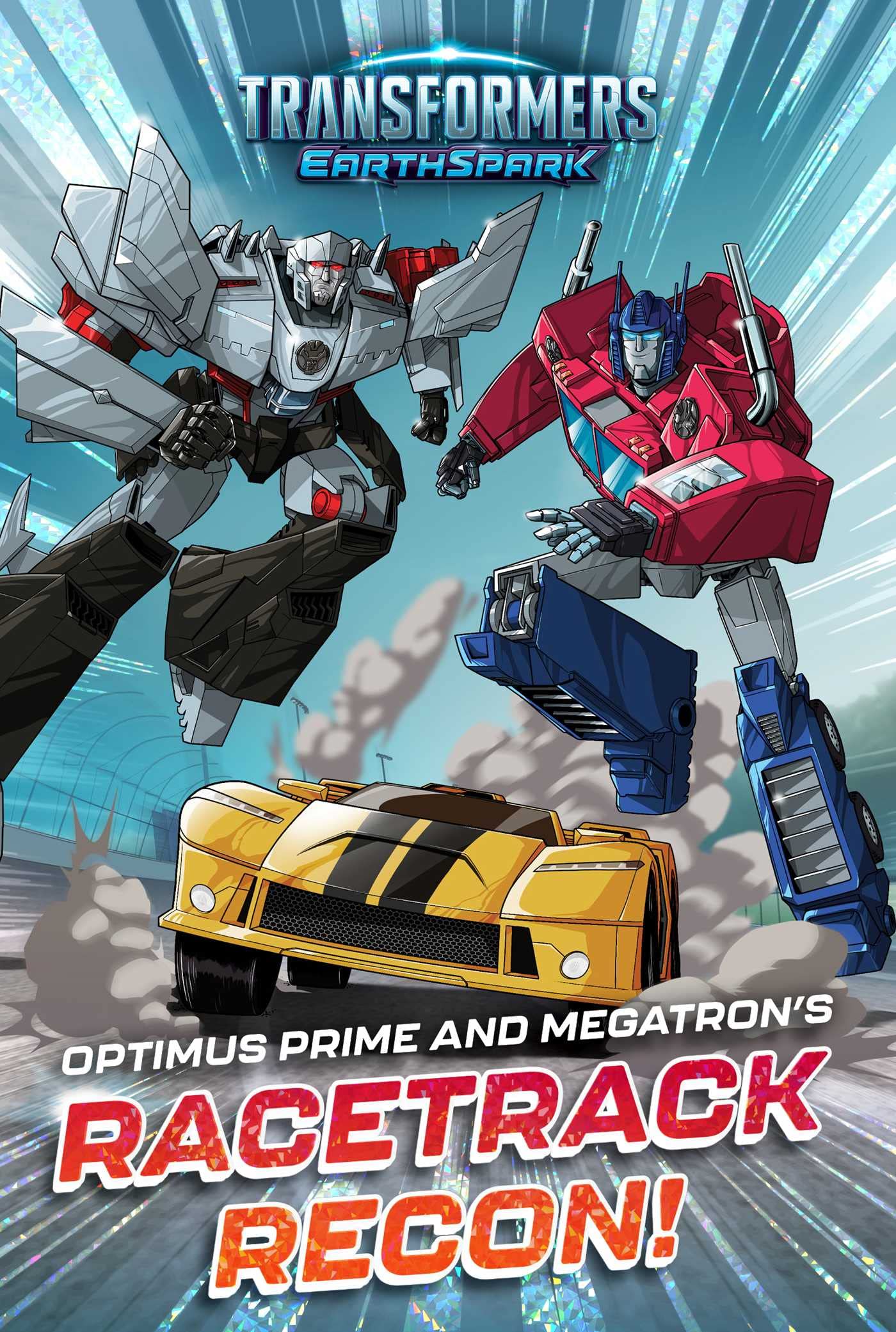Transformers EarthSpark Optimus Prime vs Megatron Racetrack Battle Set - Kids Action Figure Toy for Collectors - Perfect for Playtime and Display Scenes