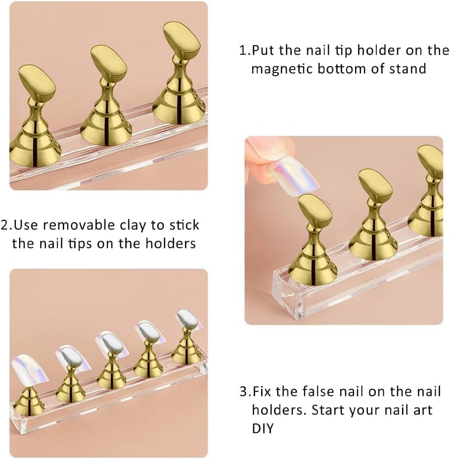 NAILWIND Magnetic Acrylic Nail Display Stand - Professional Nail Tip Holder for Salon & Home Use - Perfect for Nail Art Practice, False Nail Application & DIY Manicures (Black, 1 Set) - Ideal for Nail Technicians, Beauty Students & At-Home Nail Enthusiasts