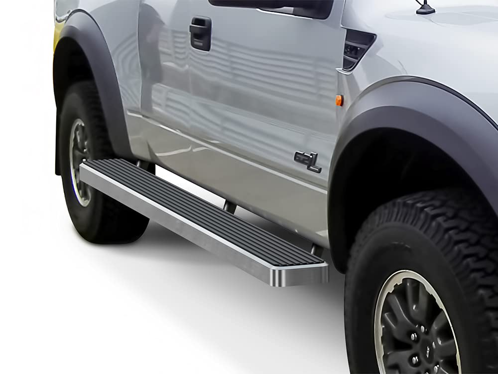 APS 6-Inch Wheel-to-Wheel Running Boards | Compatible with Ford F150 2015-2025 Super Cab 5.5ft Bed & F-250 F-350 Super Duty 2017-2025 | 304 Stainless Steel Side Steps | Off-Road Protection & Easy Truck Access