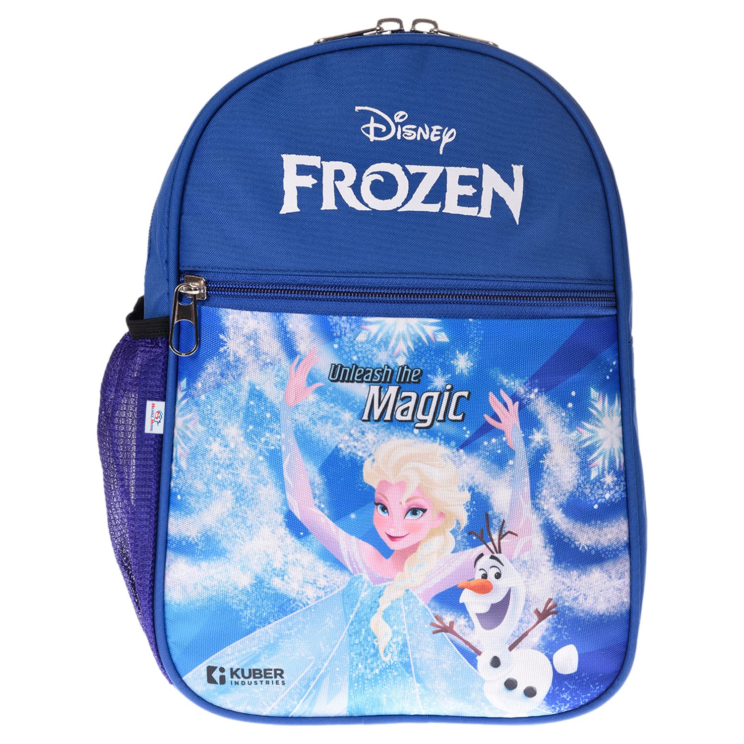 Disney Frozen Kids School Backpack - 2 Compartment Blue Rexine Bookbag for Girls with Zipper Closure | Small Size School Bag for Children | Perfect for Elementary School, Daycare & Travel