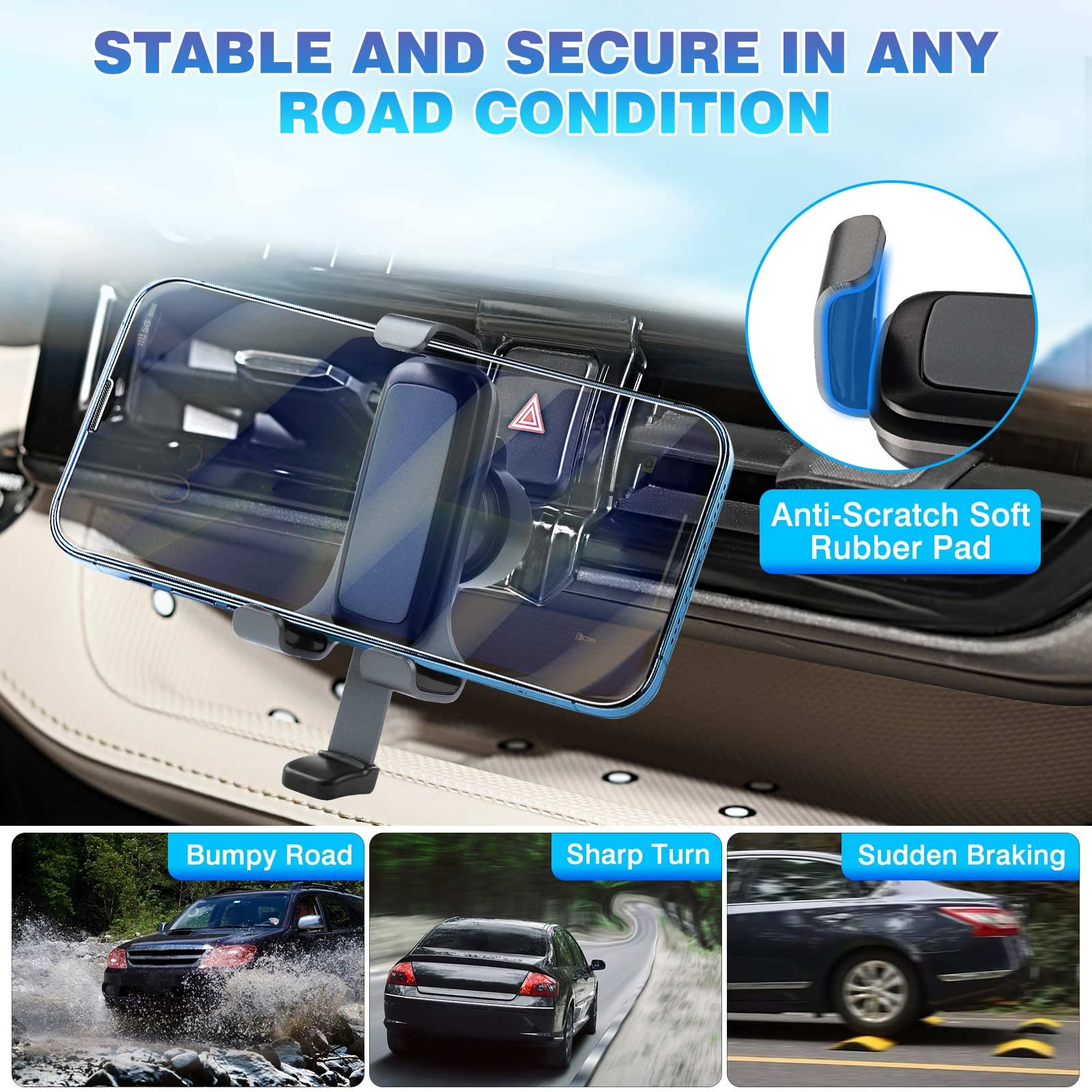 2023-2020 Toyota Highlander Car Phone Holder - Air Vent Mount Compatible with 4-7 Inch Phones & Thick Cases | Hands-Free Cell Phone Stand for Driving, Navigation & Commuting (Not for Platinum Models)