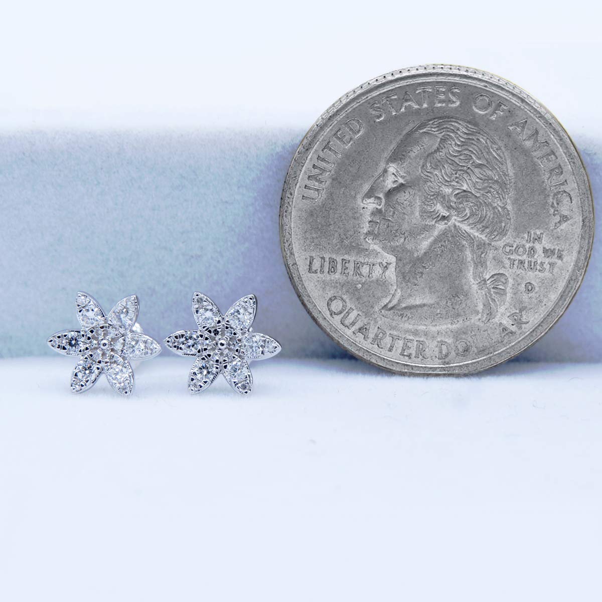 Dazzlingrock Collection 14K Solid White Gold Round Gemstone Flower Stud Earrings for Women - Perfect for Weddings, Parties & Everyday Elegance