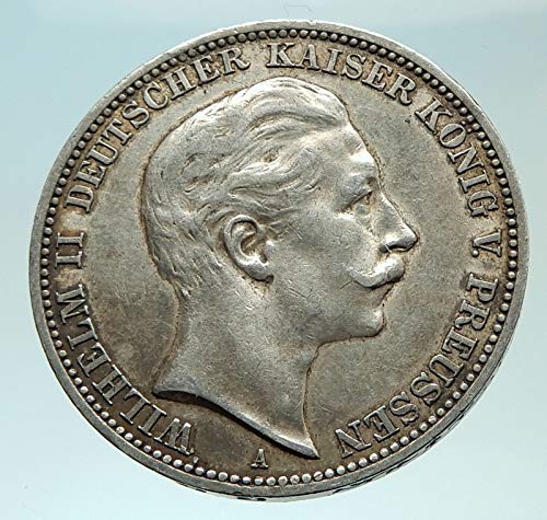 1909 Prussia Kingdom Germany Wilhelm II Silver 3 Mark Coin - Rare Collectible for Coin Enthusiasts & History Buffs | Perfect for Display, Gifts & Historical Collections
