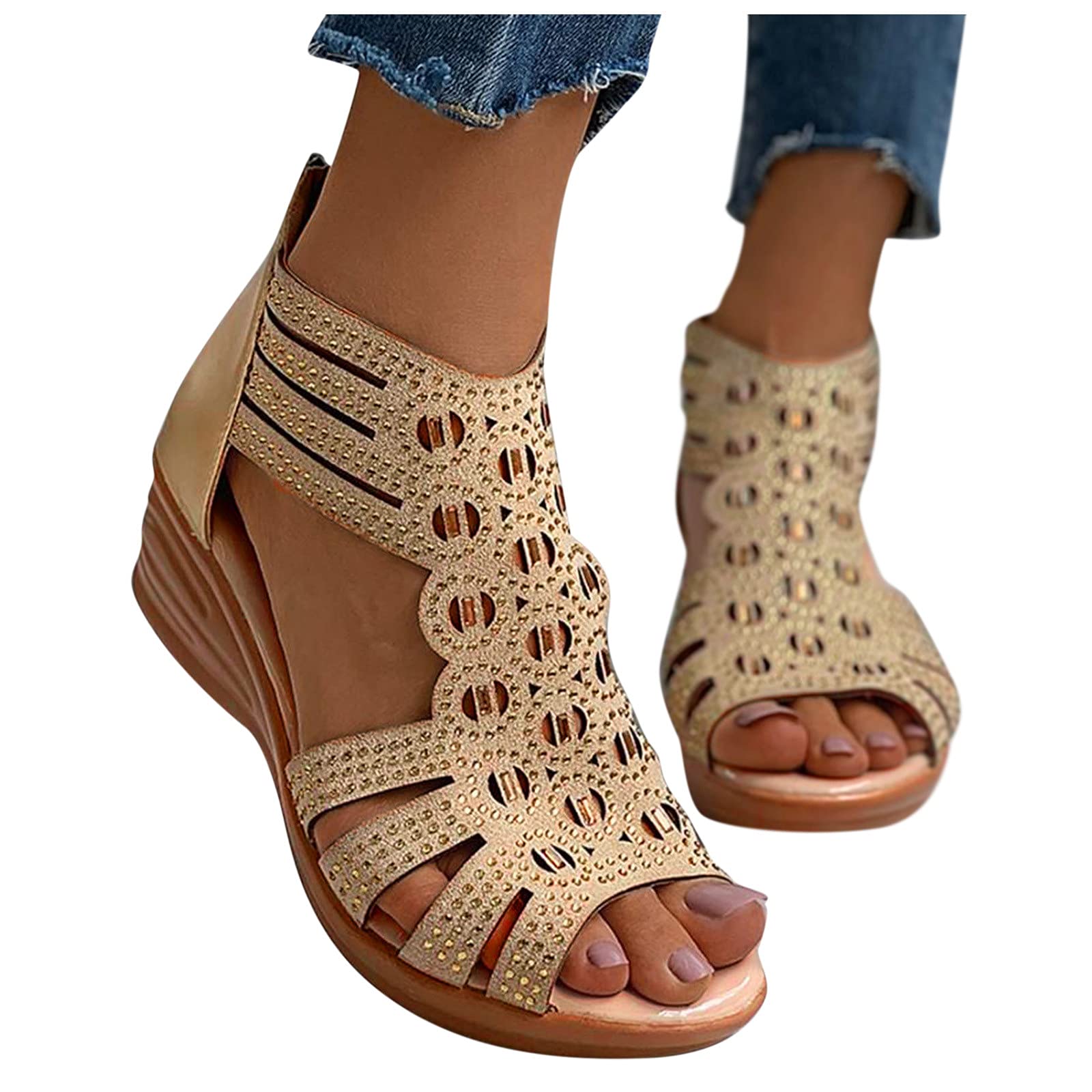 LUOPUNAQ Women's Open Toe Sandals - Low Heel Slip-On Sneakers for Casual, Work, Travel & Walking | Comfortable Flats for Everyday Wear | Perfect for Office, Vacation & Outdoor Activities