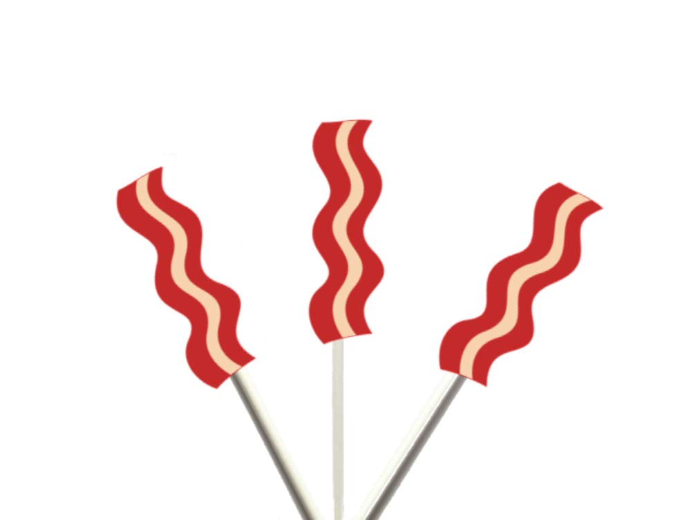 (12 Pack) Realistic Bacon Cupcake Toppers - Perfect for Breakfast Themed Parties, Birthday Cakes & Dessert Decorations - Edible Bacon-Shaped Cake Decor for Baking Enthusiasts