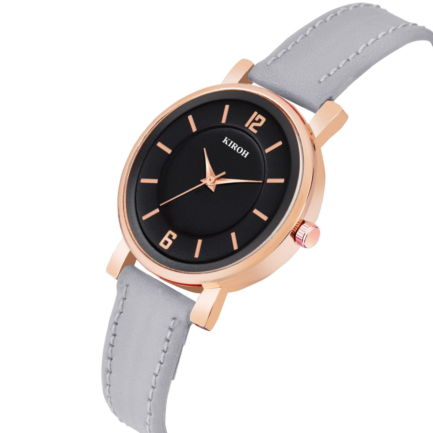 KIARVI GALLERY Women's Analog Watch with Stylish Leather Strap - Classic Grey Timepiece for Women & Girls | Perfect for Office, Casual Wear & Everyday Fashion