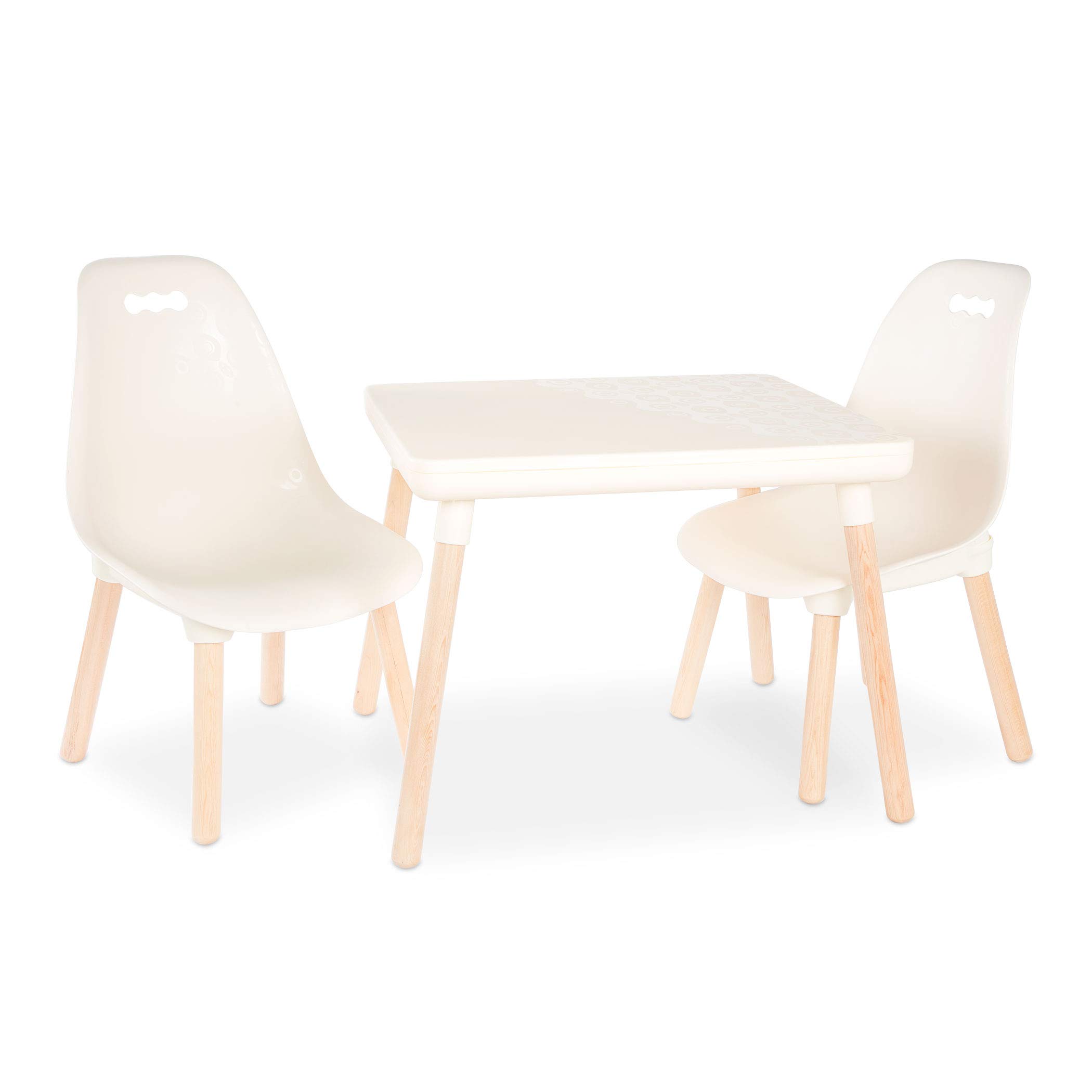 B. Toys B. Spaces Toddler Table and Chair Set - Natural Wooden Legs, Ivory Color - 1 Craft Table & 2 Chairs for Kids Ages 3+ | Perfect for Arts & Crafts, Playtime, and Learning Activities