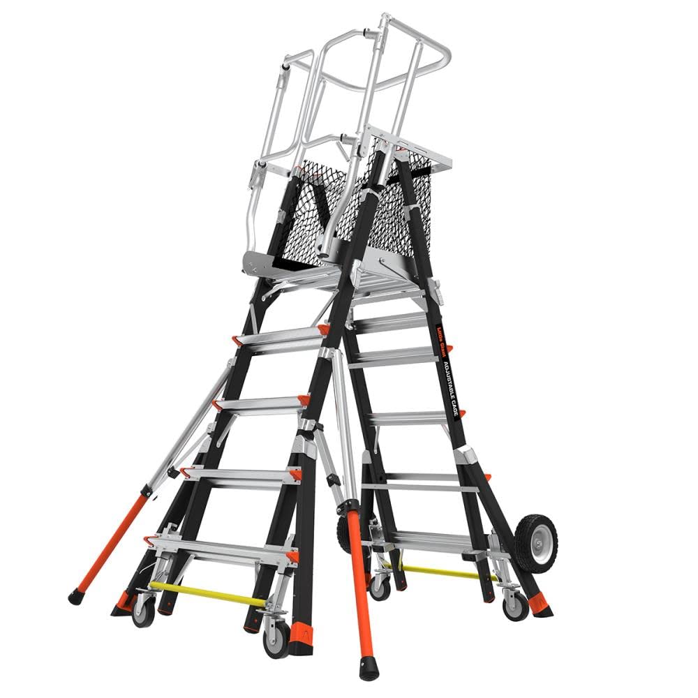 Little Giant Safety Cage Model 5 Ft. to 9 Ft. - Adjustable Aluminum Work Platform with Guardrail | OSHA Compliant Ladder Alternative for Construction, Painting & Home Maintenance