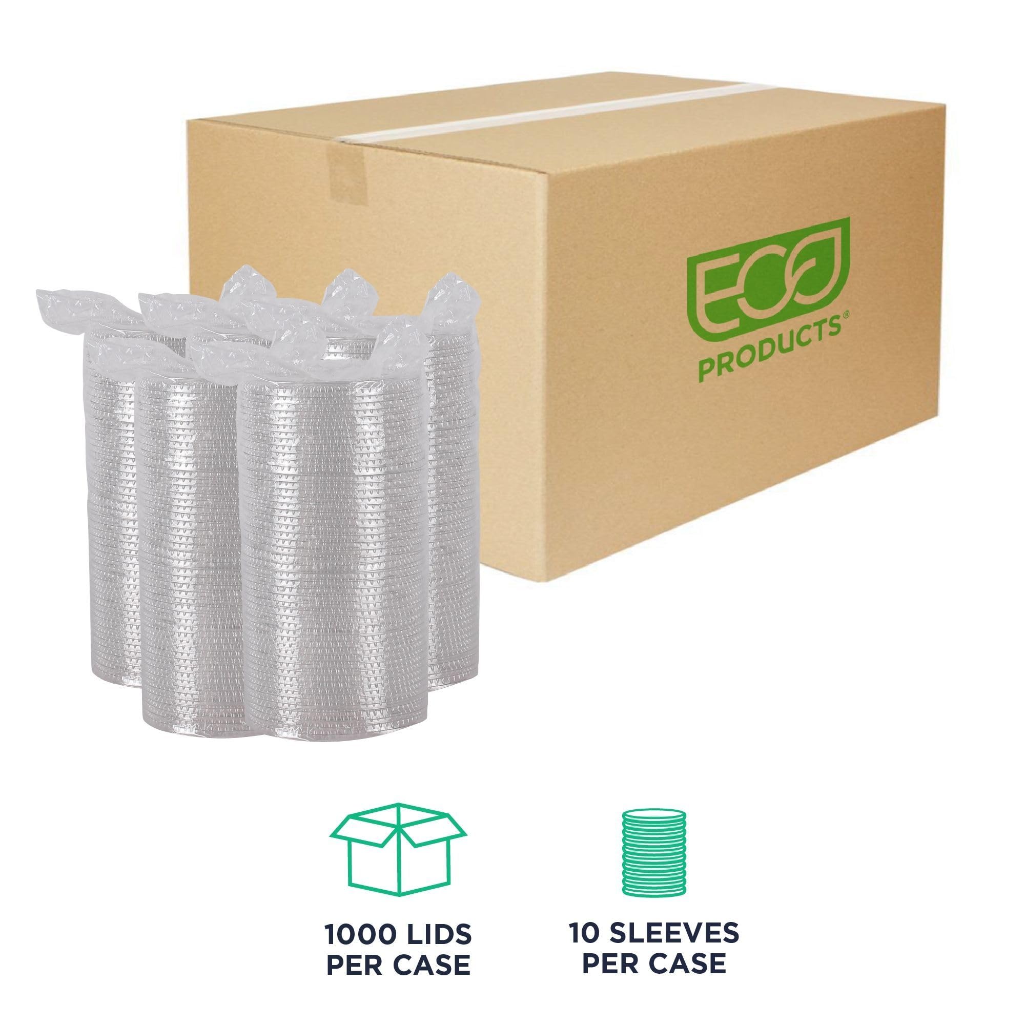Eco-Friendly BlueStripe Recycled Plastic Cup Flat Lids - 1000 Pack, Fits 9-24oz Plastic Cups, 30% Post-Consumer Recycled PET (rPET) - Perfect for Cold Drinks, Iced Coffee, Smoothies & Snacks at Cafes, Restaurants & Events