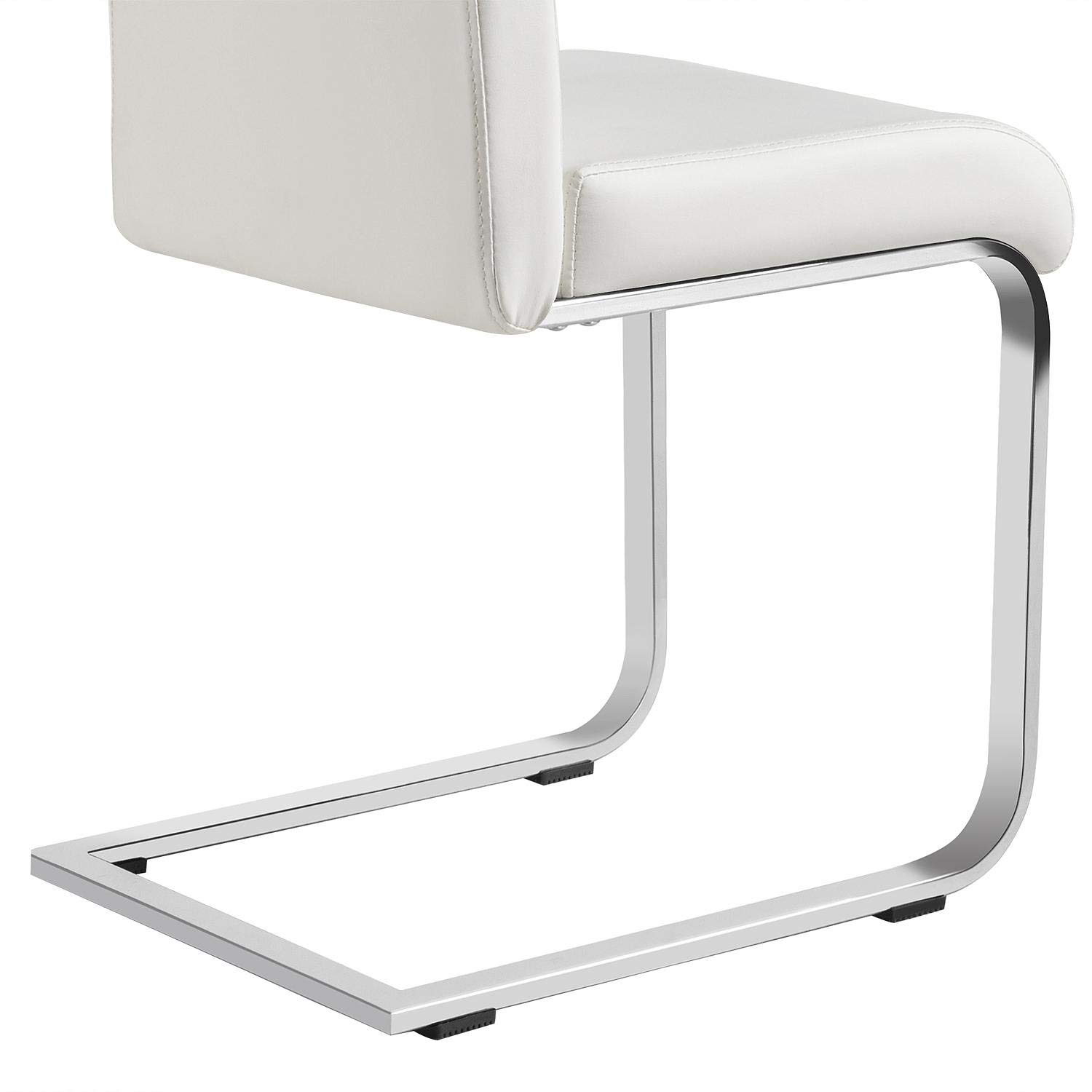YAHEETECH 4-Piece Modern Dining Chairs Set - PU Leather Upholstered Armless Side Chairs with High Back & Metal Legs for Kitchen, Dining Room, Living Room - Perfect for Small Spaces, Breakfast Nook, and Contemporary Home Decor (White)