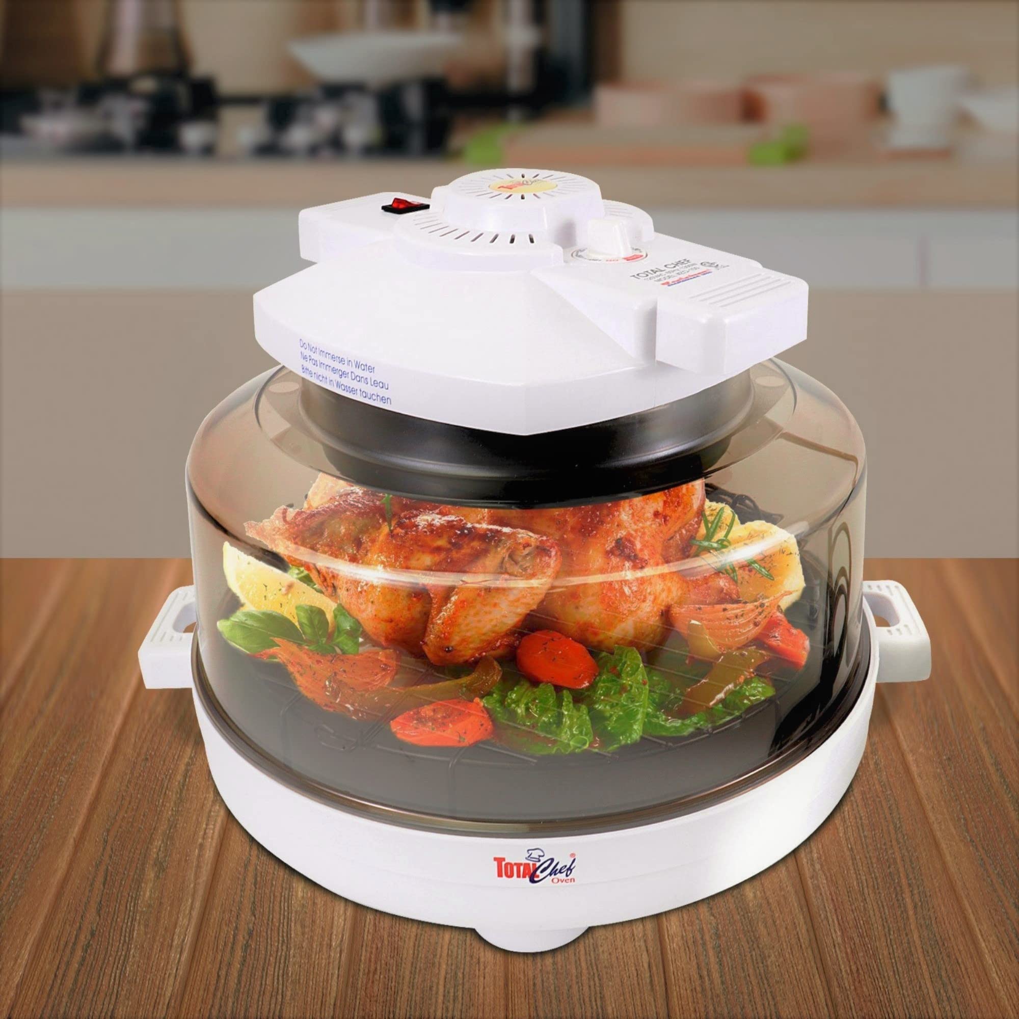Total Chef 1300W Countertop Infrared Oven with Convection - Air Fry, Roast, Bake, Broil & Steam | Digital Time & Temperature Control | Perfect for Dorm, RV, Apartment & Small Kitchen | Compact White Kitchen Appliance for Healthy Cooking
