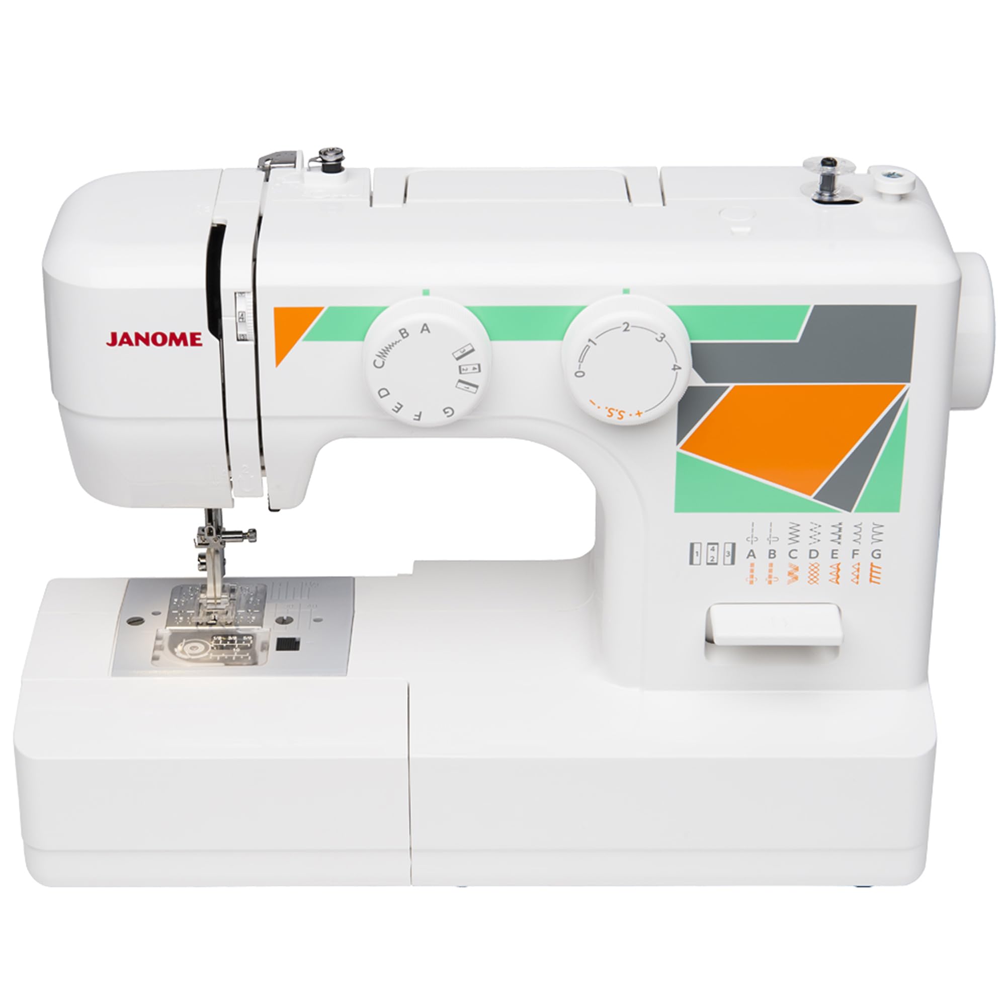 Janome MOD-15 Easy-to-Use Sewing Machine with 15 Built-in Stitches, Adjustable Stitch Length & 5-Piece Feed Dogs - Perfect for Beginners, Quilting, Dressmaking & Home DIY Projects