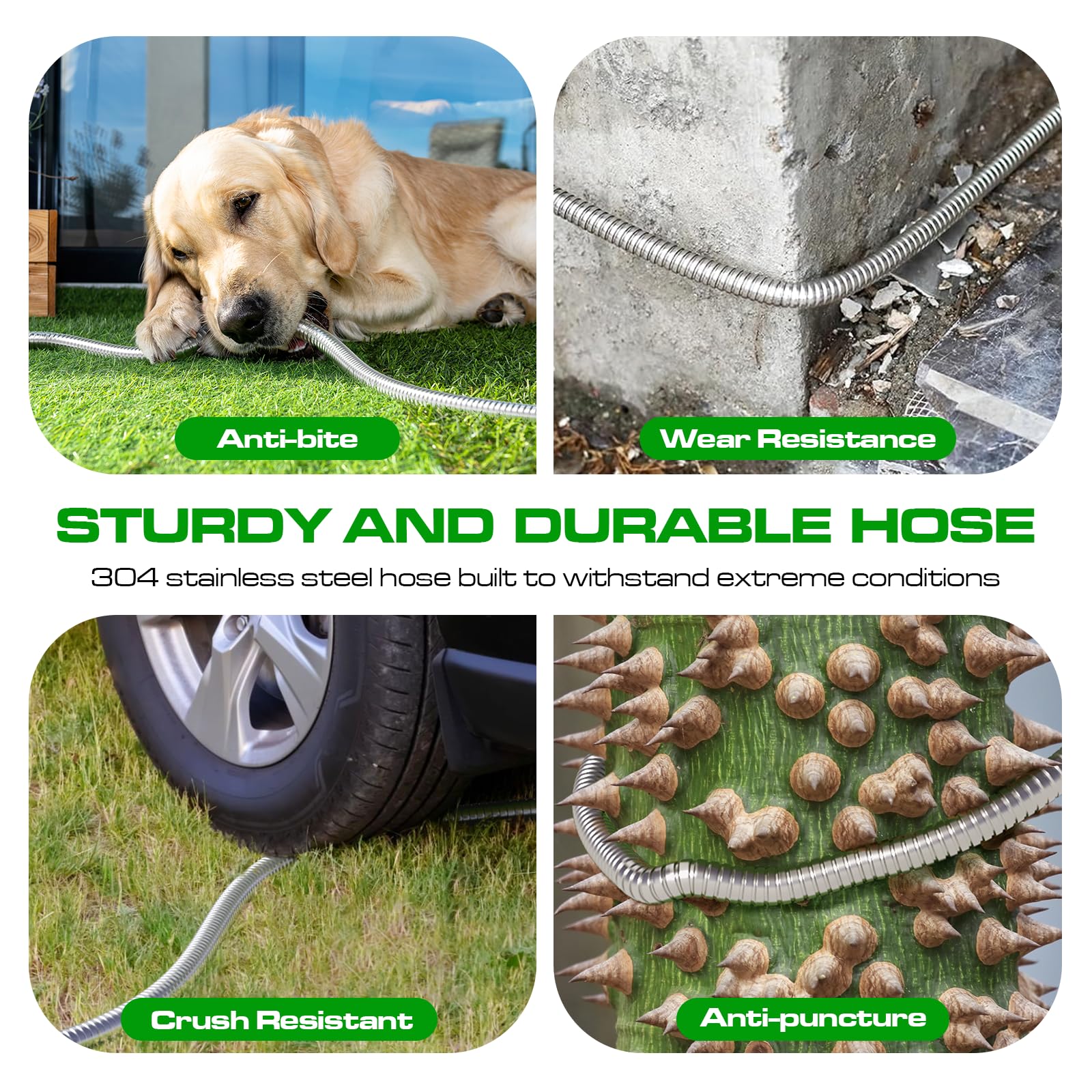 **75ft Heavy Duty Garden Hose with 10-Function Nozzle - 304 Stainless Steel, No-Kink, Rust-Proof & Lightweight for Yard, Lawn & Outdoor Watering**    *(Perfect for Gardening, Car Washing, Pet Cleaning & Outdoor Activities)*