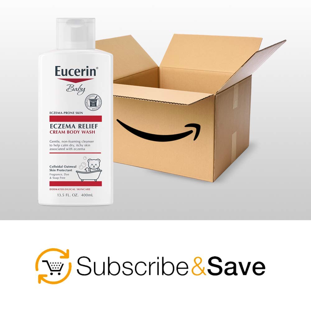 Eucerin Baby Eczema Relief Cream Body Wash - Fragrance Free, Colloidal Oatmeal Formula for Sensitive Skin - 13.5 Fl Oz - Gentle Cleanser for Daily Bath Time & Eczema Care