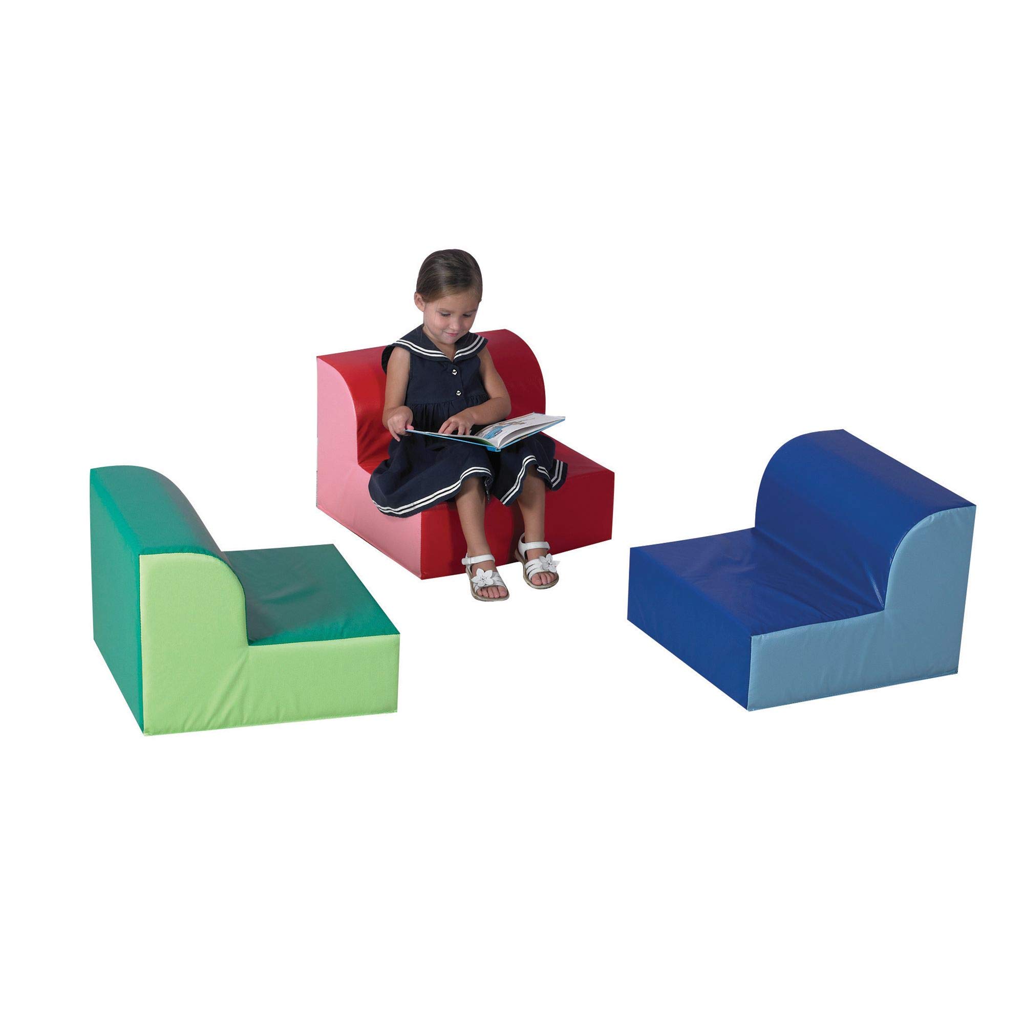 CF322-385 Red Library Chair for Kids - Durable Classroom Furniture, Flexible Seating for Toddler Playroom & Preschool Reading Nook - Perfect for Storytime, Group Activities & Early Learning Spaces