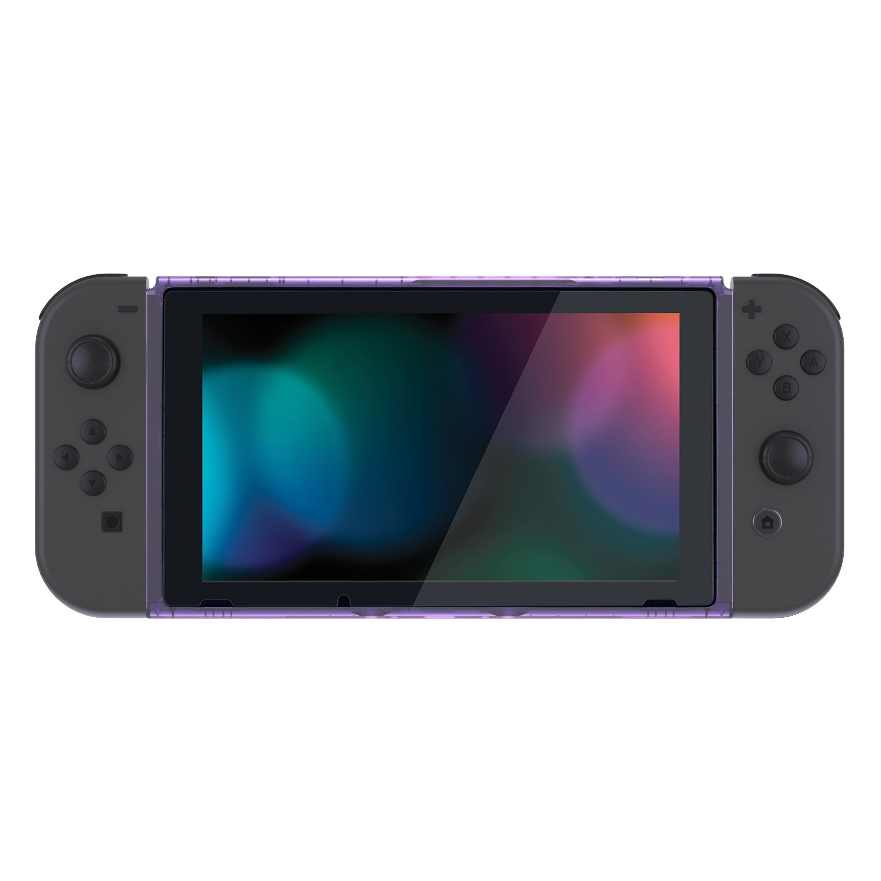 eXtremeRate DIY Replacement Housing Shell & Front Frame with Volume & Power Buttons for Nintendo Switch Console - Clear Atomic Purple - Perfect for Switch Modding & Customization Projects
