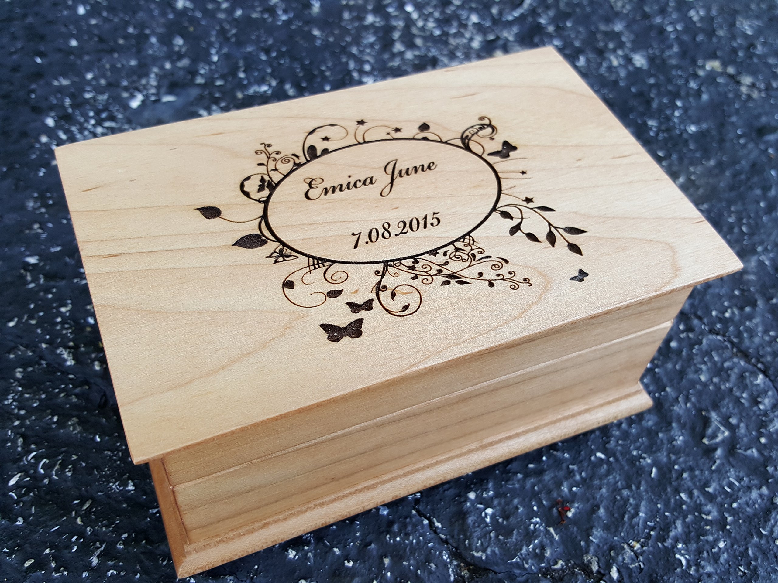 Personalized Engraved Wooden Music Box & Jewelry Gift - Custom Name, Date, Color & Song Choice - Perfect for Anniversaries, Weddings & Keepsakes