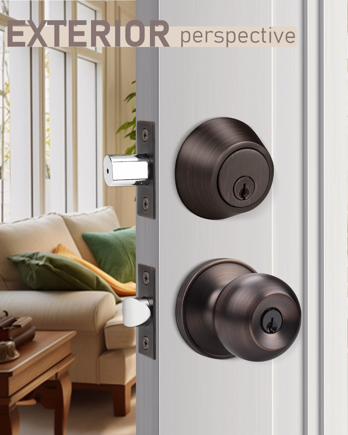 4-Pack Oil Rubbed Bronze Door Lockset - Keyed Alike Deadbolt & Knob Set for Secure Entry Doors