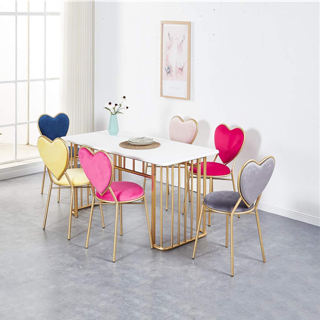 JHSLXD Gold Love Shape Makeup Vanity Chair - Elegant Iron Art Dining & Lounge Armchair for Girls Bedroom, Restaurant, Reading Nook - Multipurpose Decorative Furniture (Gray)