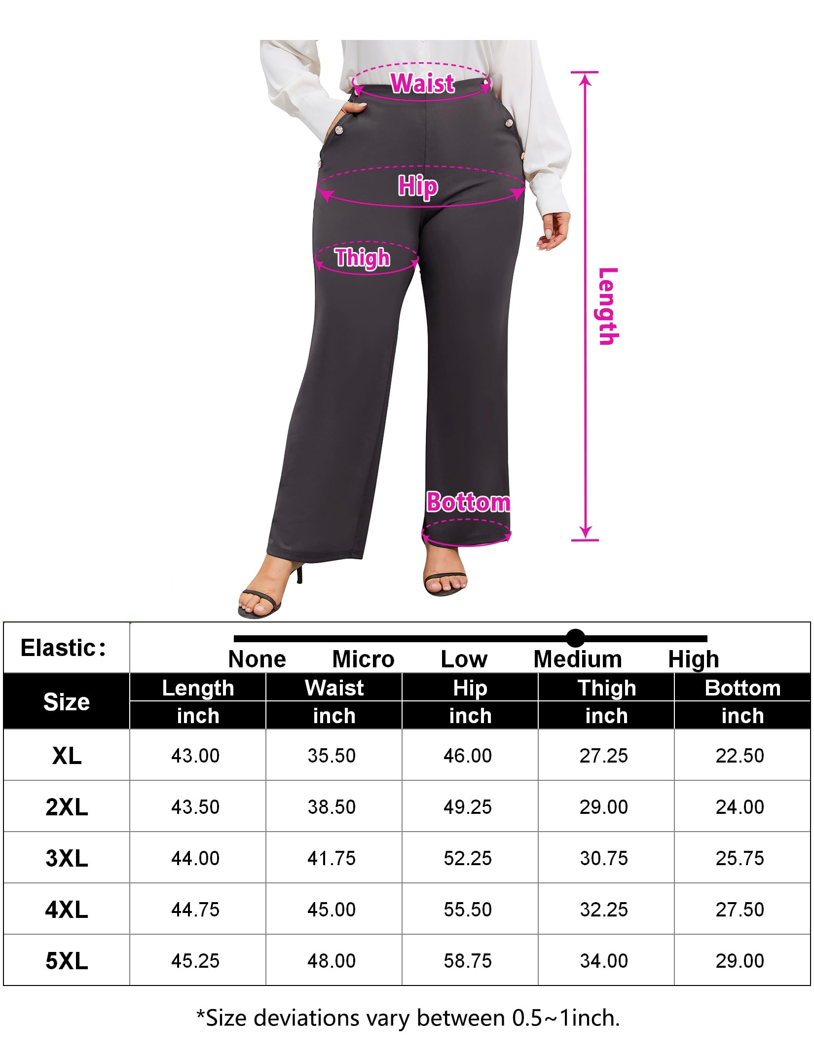 ShopWonder Plus Size Stretch Flare Pants for Women - Pull On Dress Pants with Pockets for Business Casual & Office Wear | Perfect for Work, Meetings & Professional Occasions
