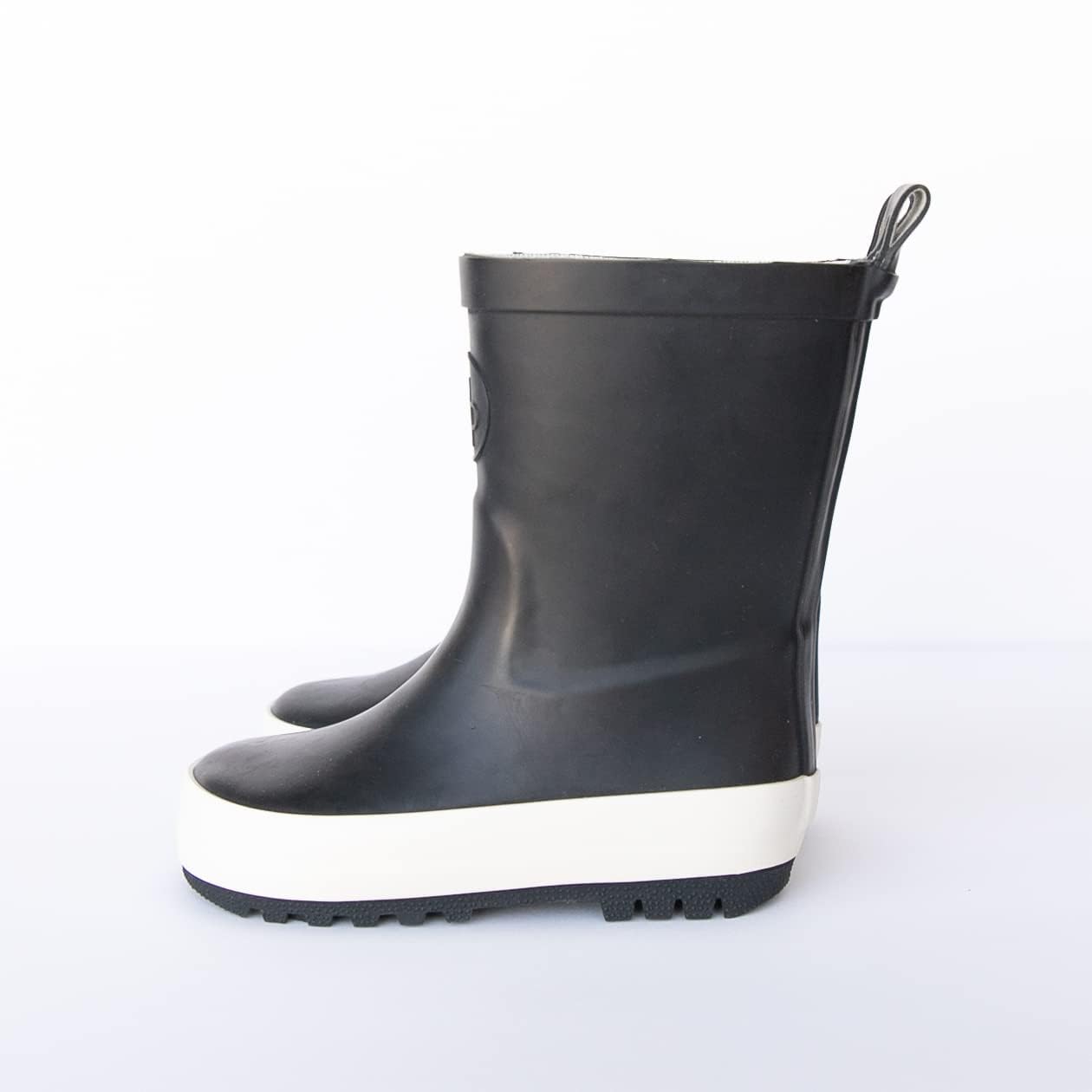 Kids Black Rubber Rain Boots Size 12 - Durable Waterproof Footwear for Outdoor Play and Puddles