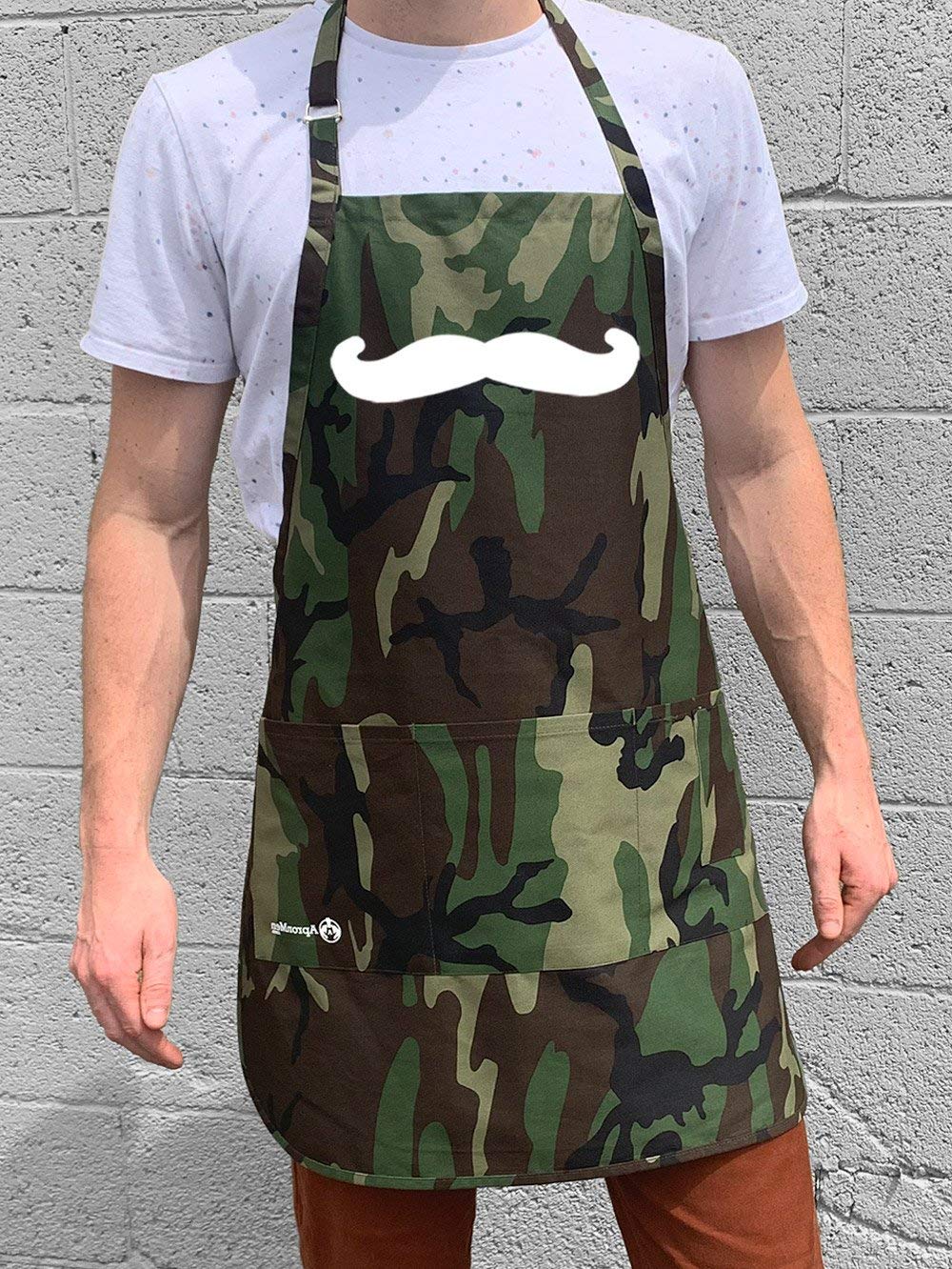 Adjustable BBQ Apron for Men - Mustache Design, One Size Fits All - Perfect for Grilling, Cooking, and Outdoor Parties