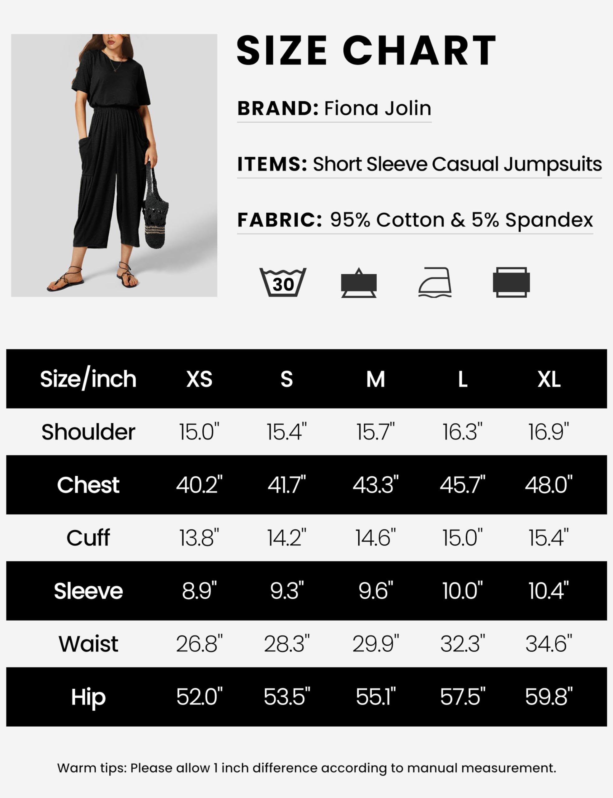 Women's Casual Summer Jumpsuit - Short Sleeve Wide Leg Romper with Pockets | Fiona Jolin | Perfect for Beach, Vacation & Everyday Wear