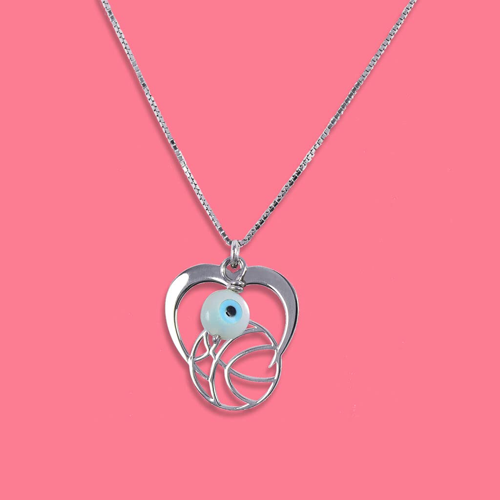 Basketball Necklace for Women & Girls - Silver Heart Charm Pendant Jewelry Gift for Athletes, Coaches, Players | Perfect Birthday, Sports & Team Gifts | Wear to Games, Practices & Special Occasions