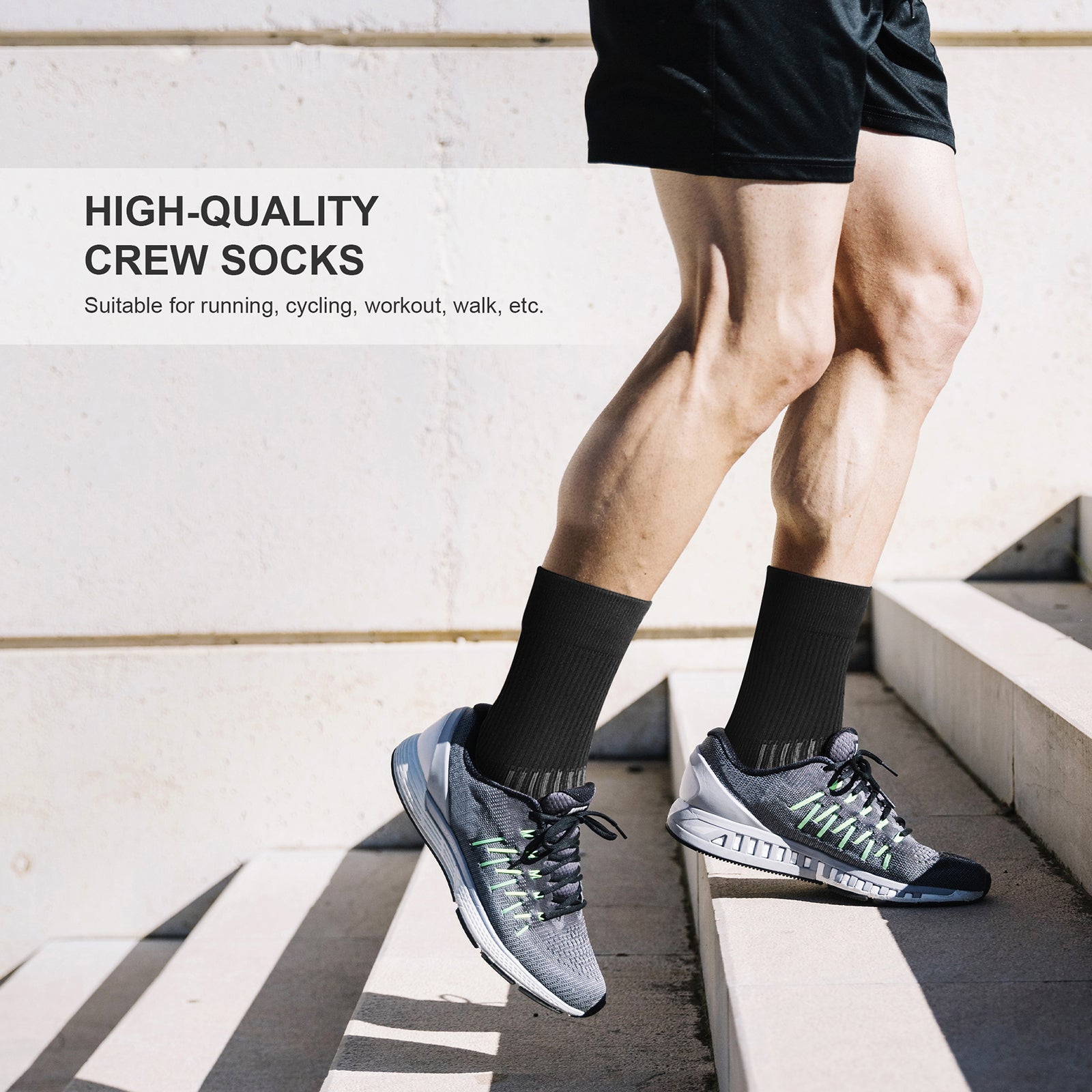 GECKOMAN x PAPLUS Compression Athletic Crew Socks for Men & Women - Moisture-Wicking Performance Socks for Running, Hiking & Sports - Best Workout Socks for Athletes