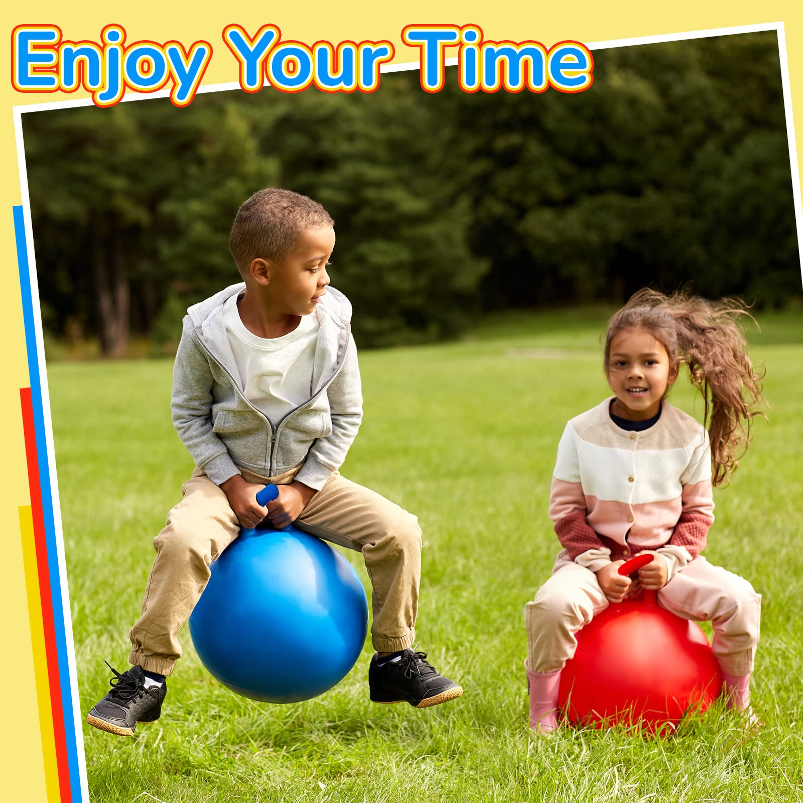 Lewtemi 3-Pack 18 Inch Hopper Ball with Handles - Large Bouncy Jumping Ball for Kids Ages 3-6, Includes Air Pump - Fun Outdoor Play Toy for Boys & Girls - Perfect for Backyard, Playground, and Indoor Active Play