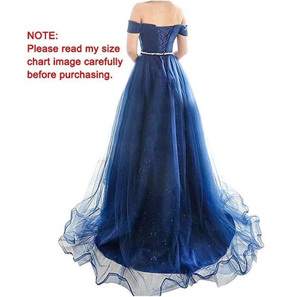 Emanni Women's Off Shoulder Long Prom Dress A Line Tulle Evening Gown - Burgundy Red Formal Party Dress for Homecoming, Wedding, Quinceañera & Special Occasions