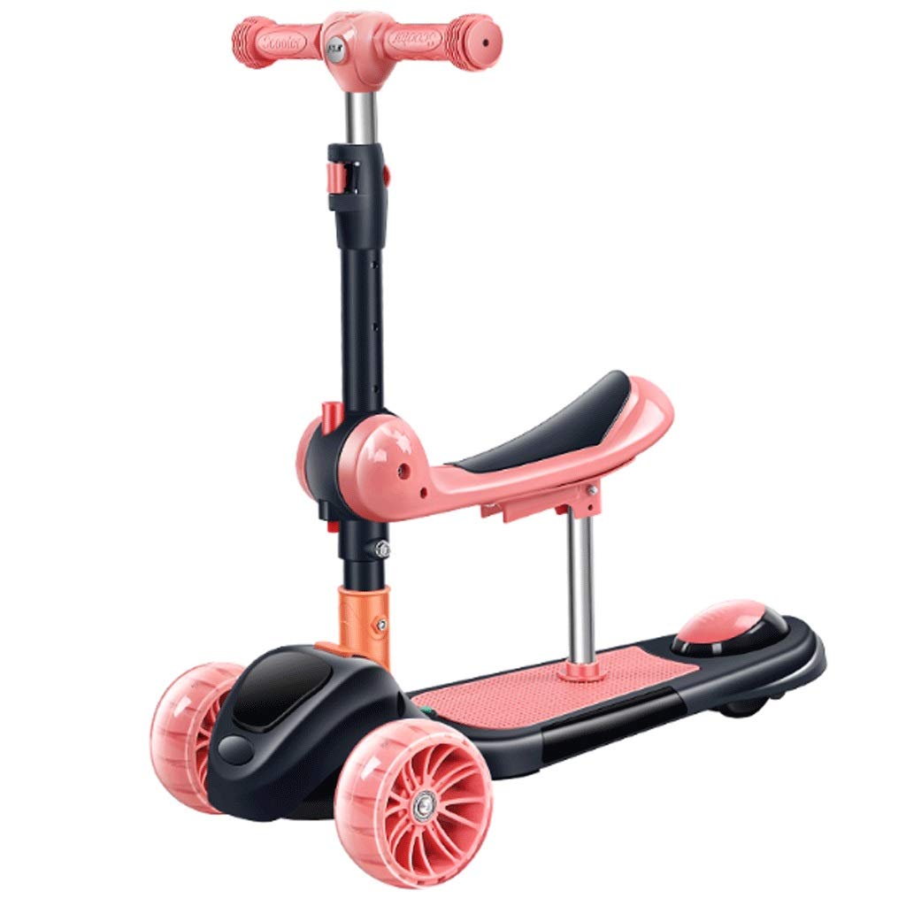 Best Kids Scooter for Ages 3-14 - Adjustable Height Folding Scooter with PU Flashing Wheels & Extra-Wide Deck | One-Key Rotation System | Perfect Outdoor Toy for Boys & Girls (Pink) - Great for Park Rides, Neighborhood Fun & Family Outings