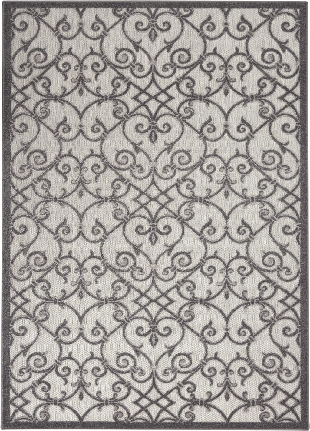 HomeRoots 5' x 8' Gray and Charcoal Indoor/Outdoor Area Rug - 100% Polypropylene, Water-Resistant & Durable - Perfect for Patio, Deck, Living Room or Bedroom