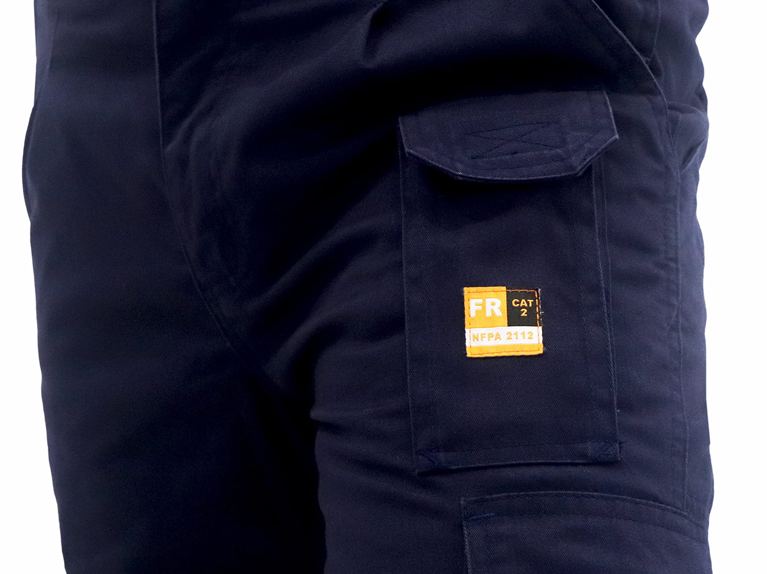 KONRECO FR Men's Cargo Pants with Multiple Pockets - 7.5oz 100% Cotton Flame Resistant Work Pants with Elastic Waist - Ideal for Construction, Welding & Industrial Safety Work
