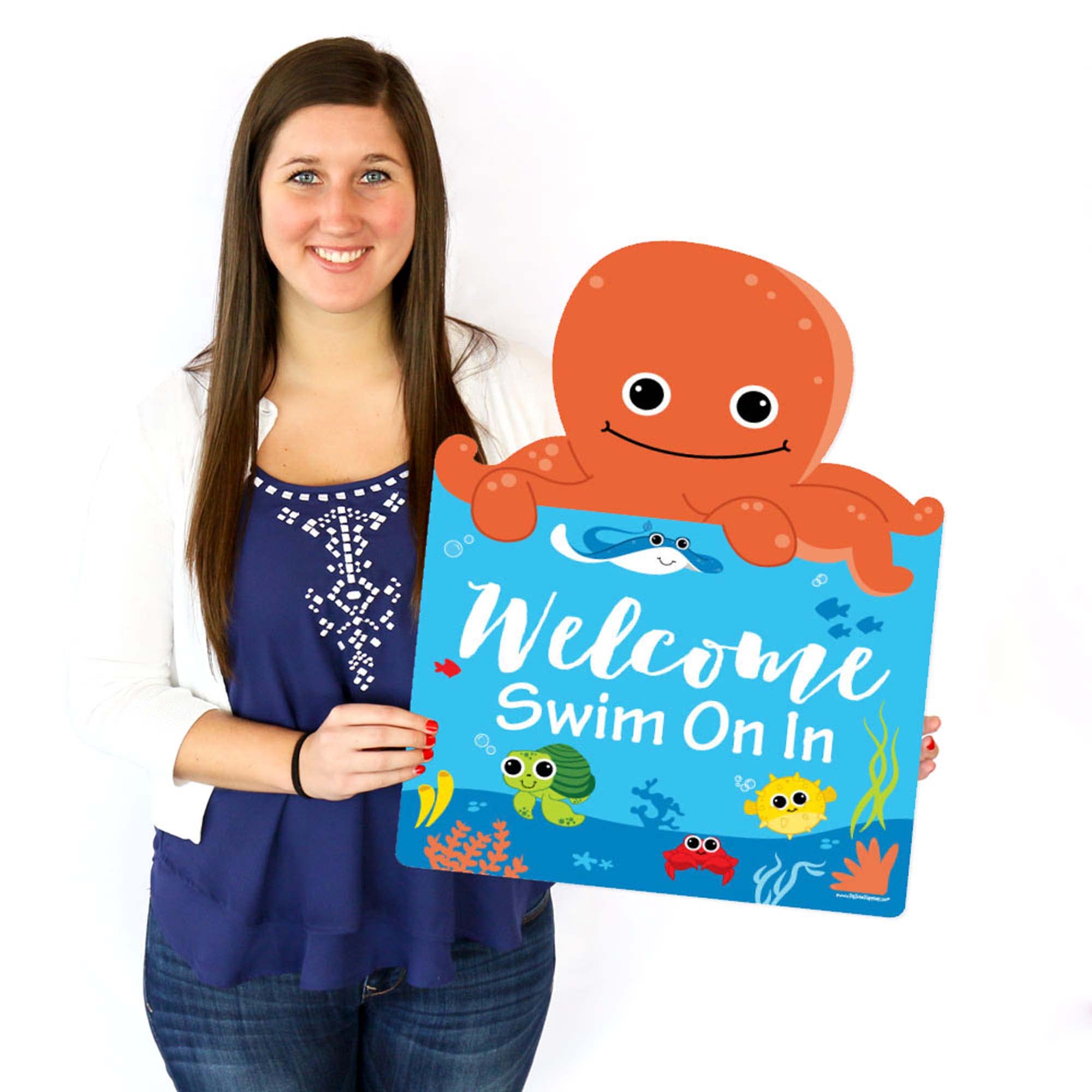 Under the Sea Critters Party Decorations - Big Dot of Happiness Birthday & Baby Shower Welcome Yard Sign - Perfect for Ocean Theme Parties, Kids Events & Nursery Decor