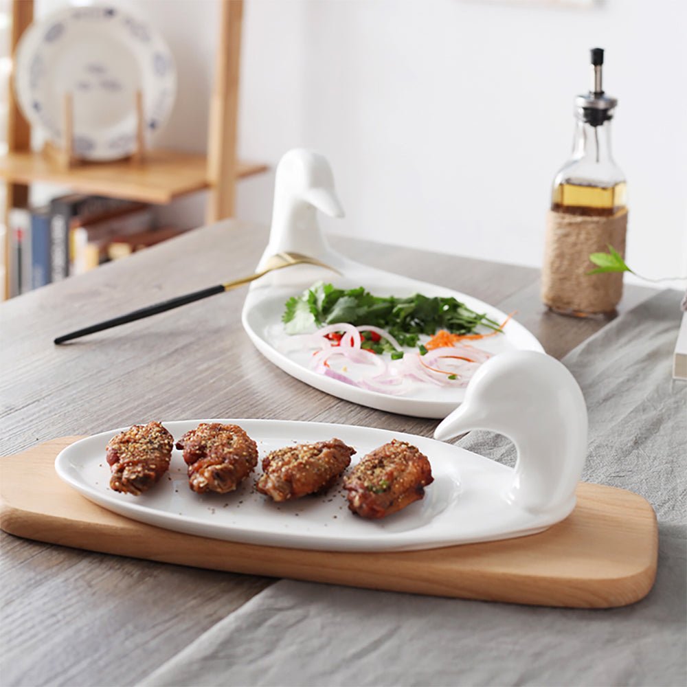 Elegant White Duck Porcelain Platter - Premium Ceramic Serving Dish for Dinner Parties, Wedding Receptions & Holiday Entertaining
