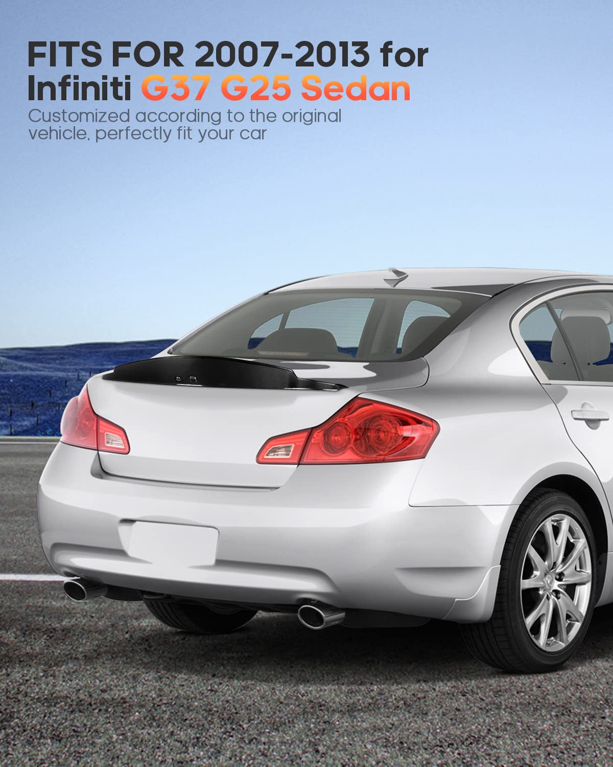 Carbon Fiber Car Spoiler Wing for 2007-2013 Infiniti G37 G25 Sedan - High Performance Trunk Lip Spoiler Body Kit - Enhances Aerodynamics & Sporty Style for Street Racing & Car Shows