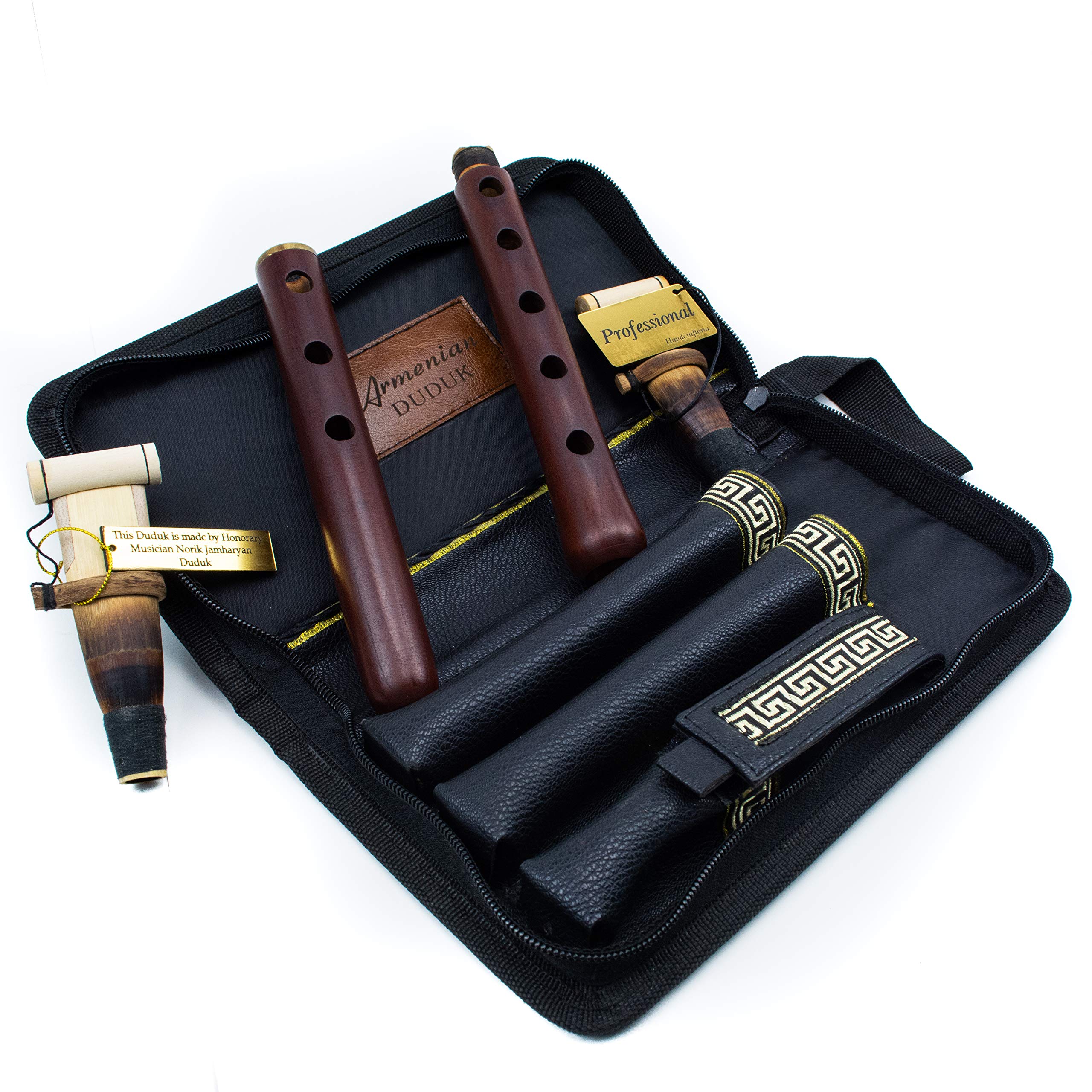Professional Handmade Armenian Apricot Wood Duduk Flute in Key A with Leather Case, 2 Pro Reeds & Playing Instructions - Authentic Woodwind Instrument for Traditional Music, Performances & Cultural Events