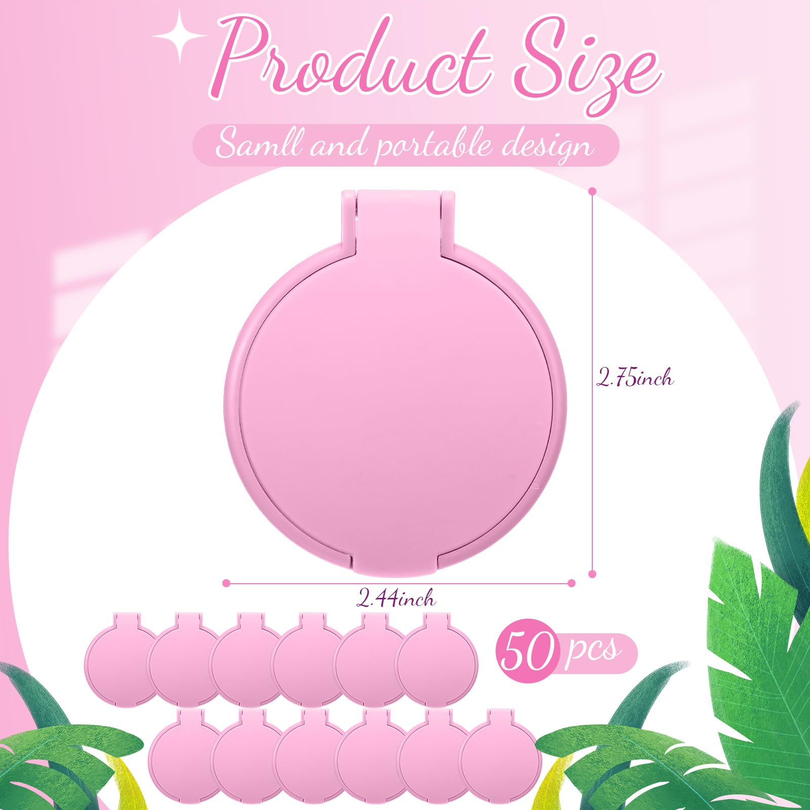 24-Piece Bulk Mini Compact Mirror Set - 2.8 x 2.4 Inch Round Portable Folding Travel Makeup Mirror (Pink) - Perfect for Homeless Shelters, Travel, Gym, Purse & Emergency Kits