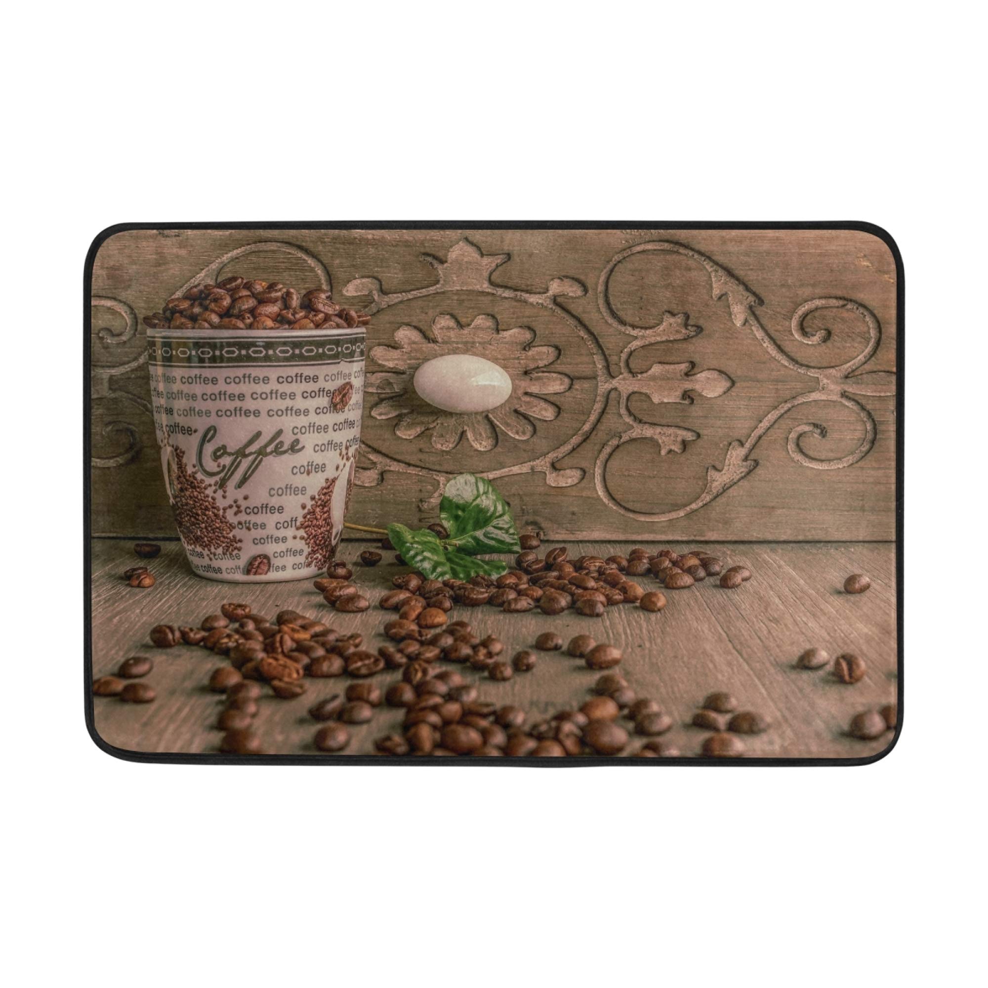 Premium Non-Slip Coffee Beans Door Mat - 23.6×15.7 Inch Absorbent Indoor/Outdoor Entrance Rug for Kitchen, Bathroom, Farmhouse, Garden & Holiday Decor - Perfect for Entryways, Patios & High-Traffic Areas