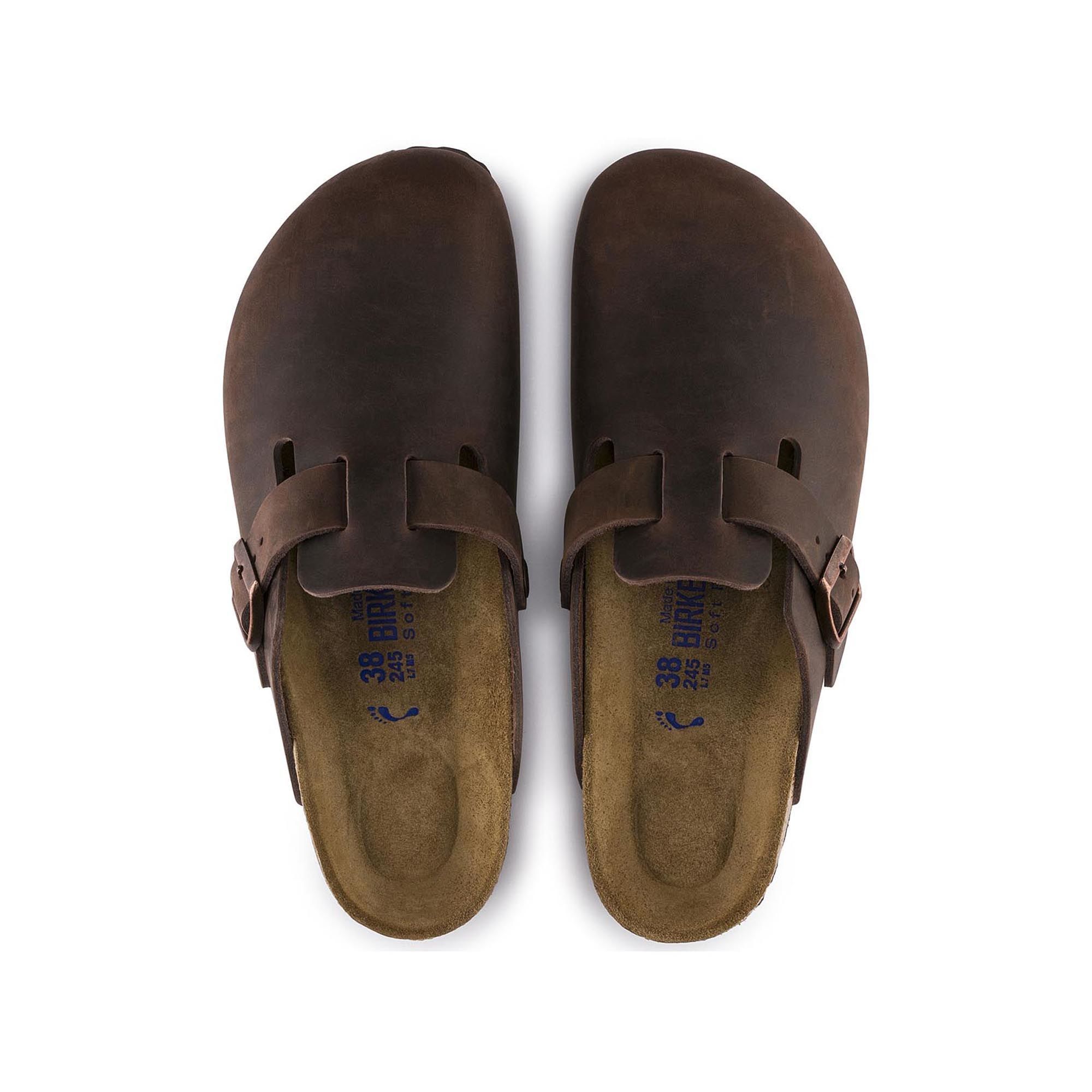 BIRKENSTOCK Boston Soft Footbed Clogs - Unisex Leather Slip-On Shoes in Habana Oiled Leather | Comfortable House Shoes for Men & Women | Perfect for Home, Office & Casual Wear