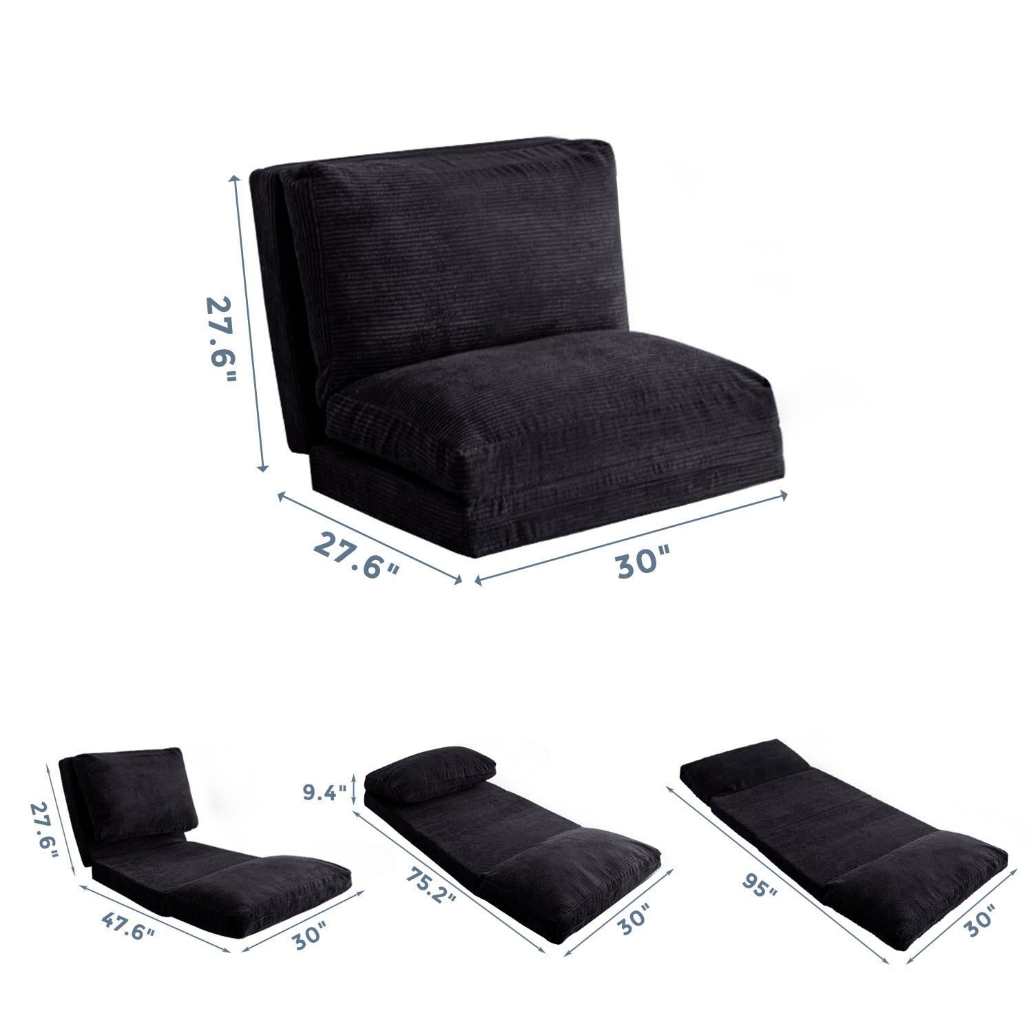 MAXYOYO Foldable Corduroy Bean Bag Sofa Bed with Washable Cover - Perfect for Living Room Lounging, Dorm Room Comfort & Kids Play Area