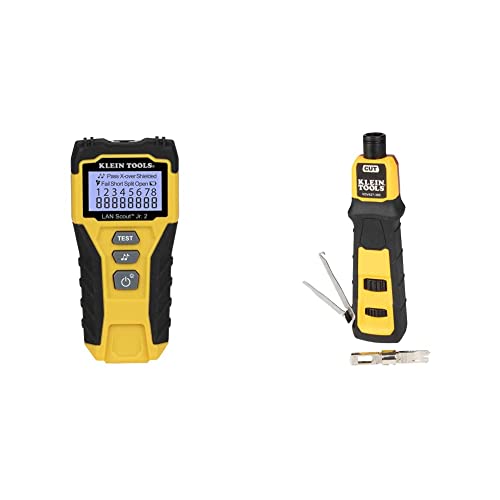 Klein Tools VDV526-200 LAN Scout Jr. 2 Ethernet Cable Tester & VDV427-300 Impact Punchdown Tool with 66/110 Blade - Professional Network Cable Testing and Installation Kit for IT Technicians, Electricians, and Home Networking Setup