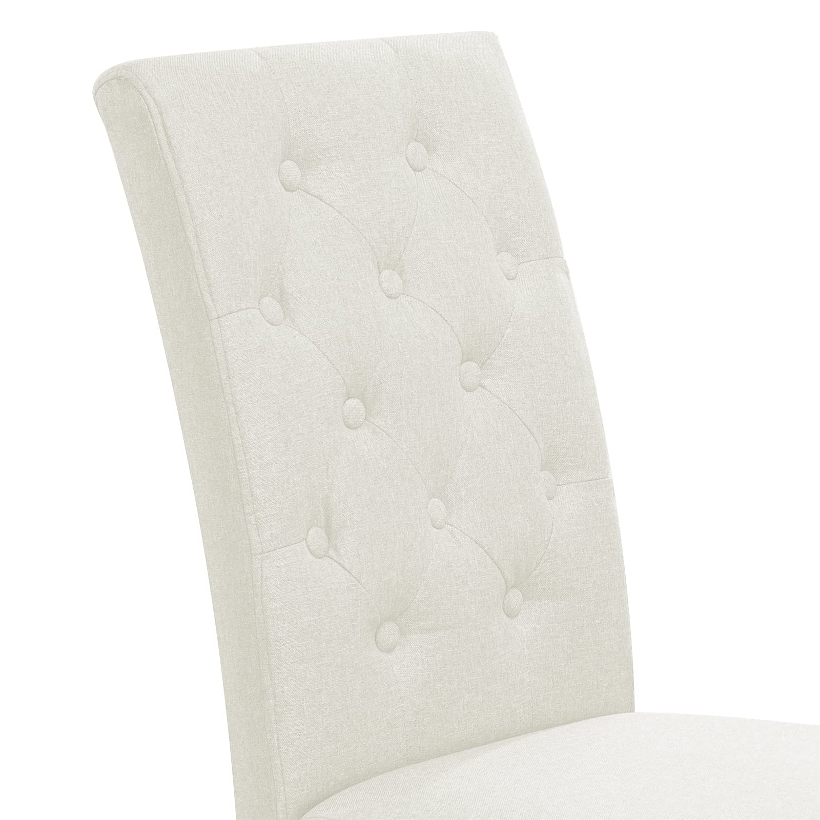 SUBRTEX Set of 2 Upholstered Dining Chairs - Parsons Style with Solid Rubber Wood Legs & Button-Tufted Design for Kitchen, Dining Room & Living Room - Ivory White (Perfect for Family Meals & Entertaining Guests)