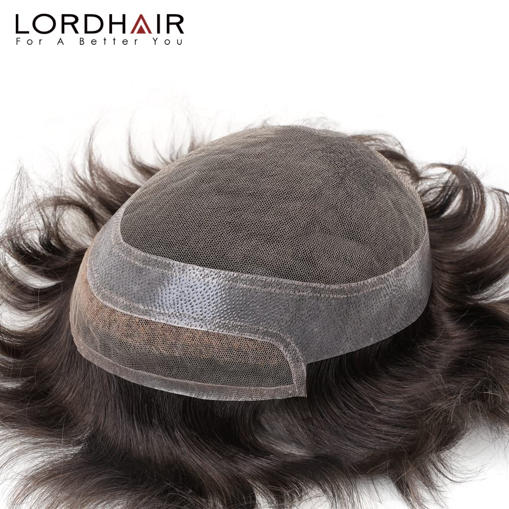 Lordhair Men's Human Hair Toupee - Natural Lace Front Hair System with Skin Perimeter Base | Multiple Sizes Available | Perfect for Daily Wear, Special Occasions & Hair Loss Solutions